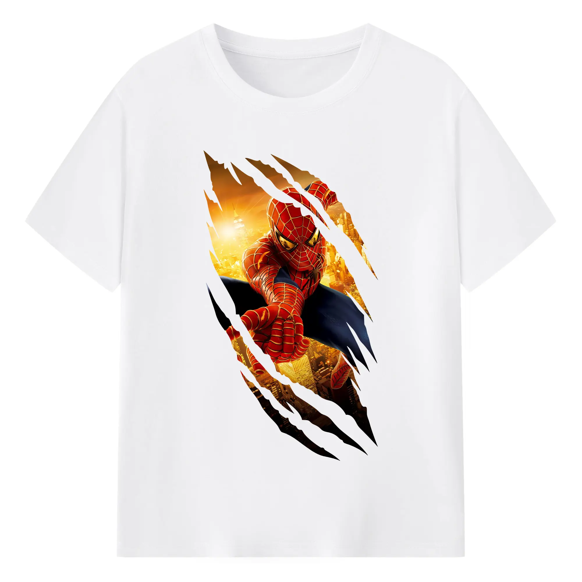アベンジャーズ (Avenjāzu) グッズ スパイダーマン（Spider-Man） - 綿100％ 半袖Tシャツ ・ フロントプリント ・ 快適 通気性 ・ 日常使い 散歩 スポーツ用