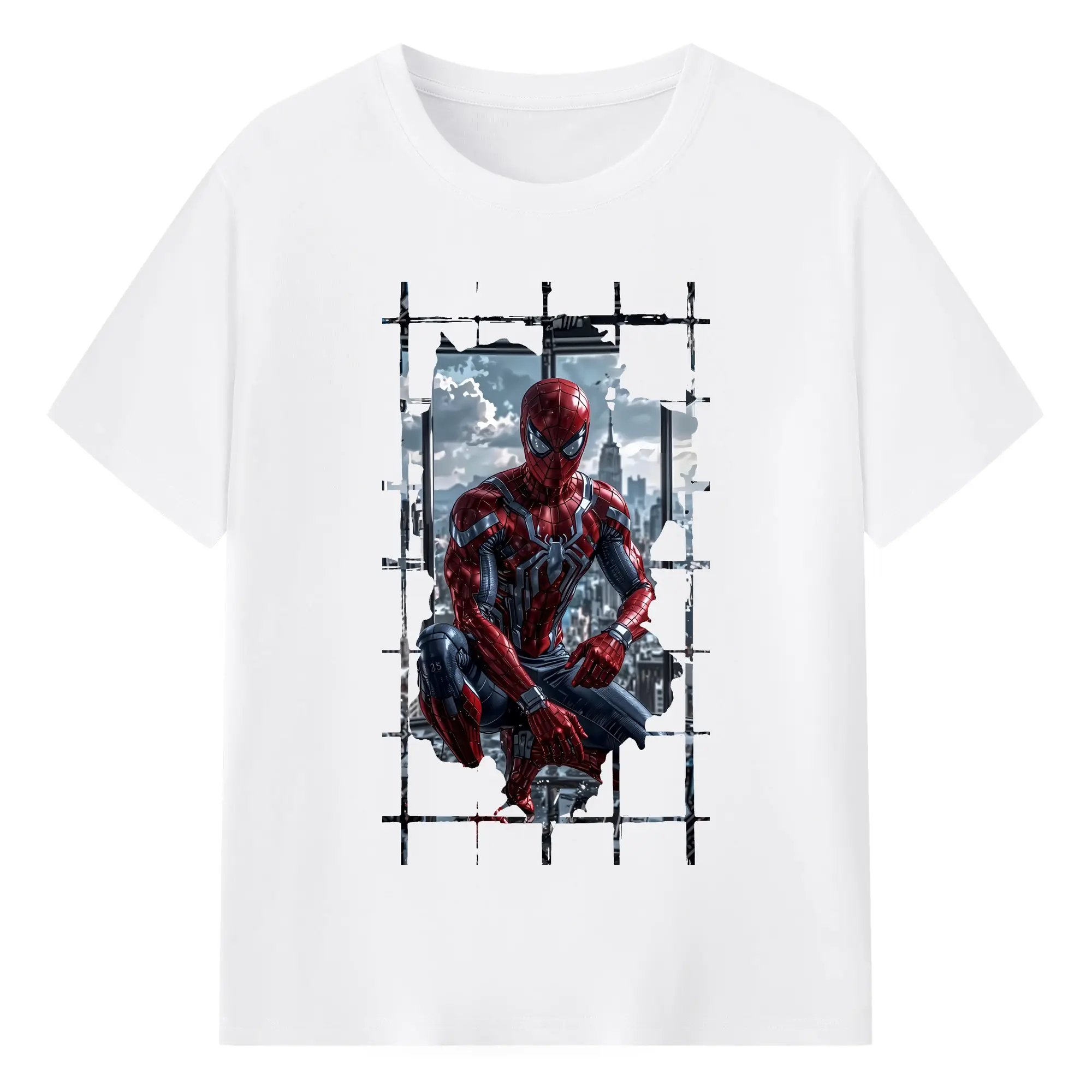 アベンジャーズ (Avenjāzu) グッズ スパイダーマン（Spider-Man） - 綿100％ 半袖Tシャツ ・ フロントプリント ・ 快適 通気性 ・ 日常使い 散歩 スポーツ用