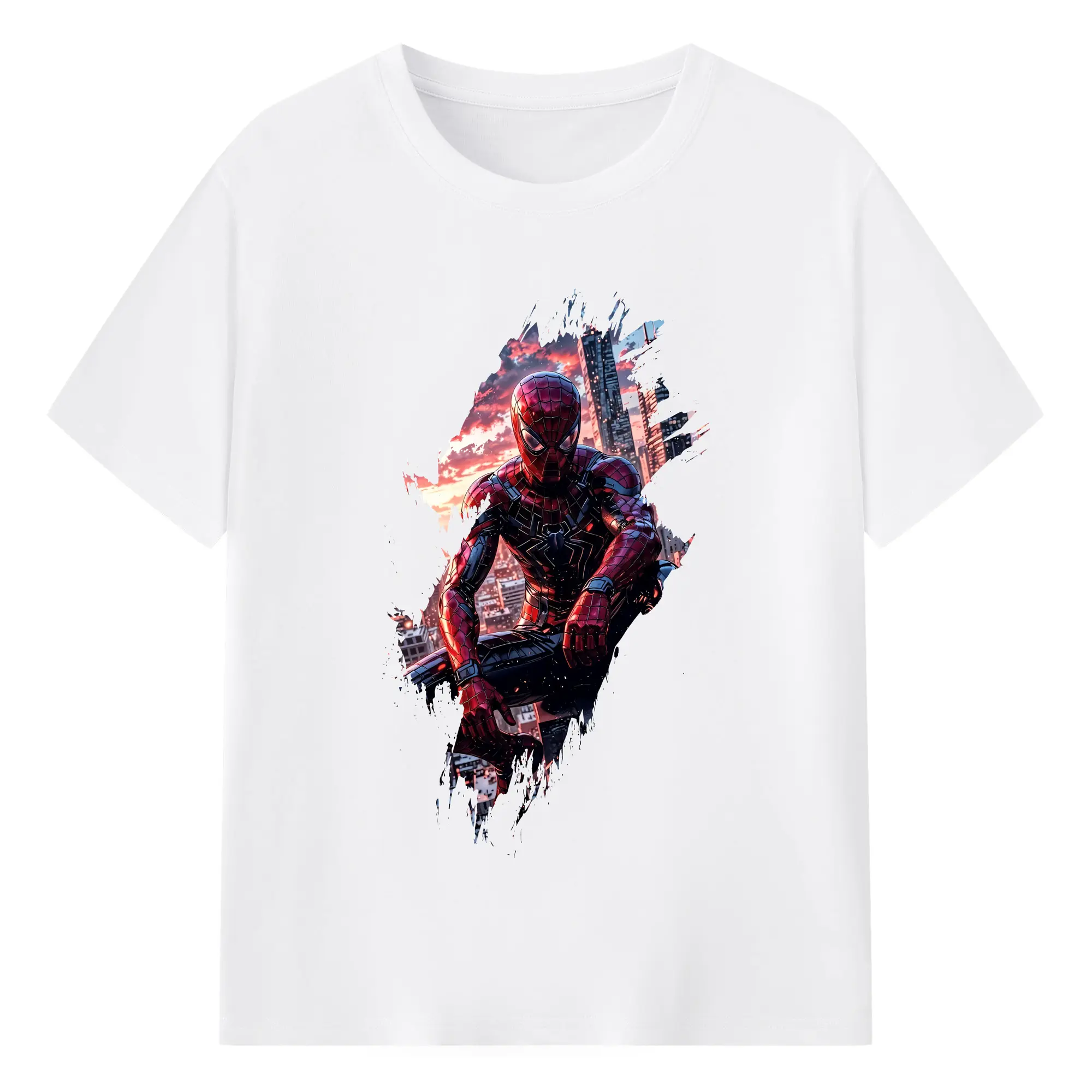 アベンジャーズ (Avenjāzu) グッズ スパイダーマン（Spider-Man） - 綿100％ 半袖Tシャツ ・ フロントプリント ・ 快適 通気性 ・ 日常使い 散歩 スポーツ用