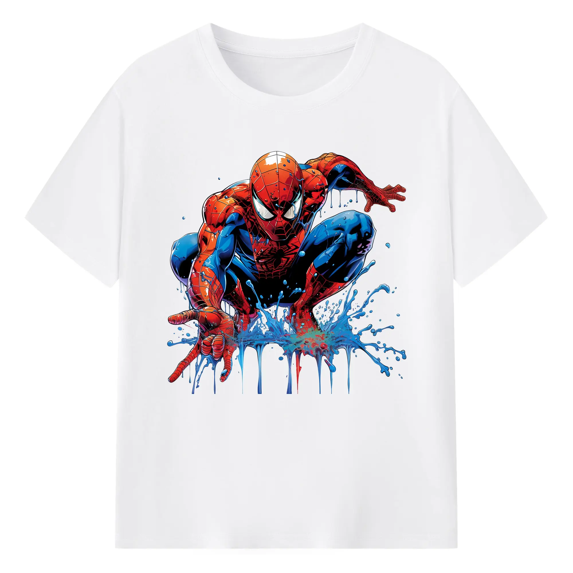 アベンジャーズ (Avenjāzu) グッズ スパイダーマン（Spider-Man） - 綿100％ 半袖Tシャツ ・ フロントプリント ・ 快適 通気性 ・ 日常使い 散歩 スポーツ用