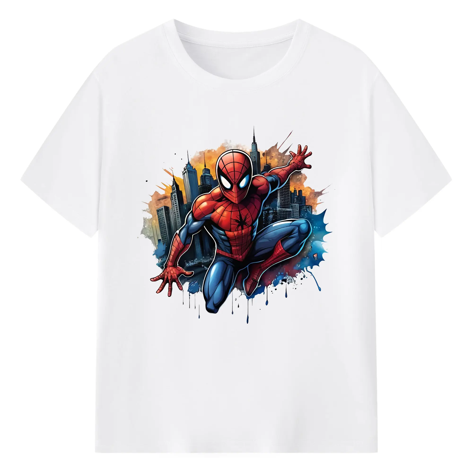 アベンジャーズ (Avenjāzu) グッズ スパイダーマン（Spider-Man） - 綿100％ 半袖Tシャツ ・ フロントプリント ・ 快適 通気性 ・ 日常使い 散歩 スポーツ用
