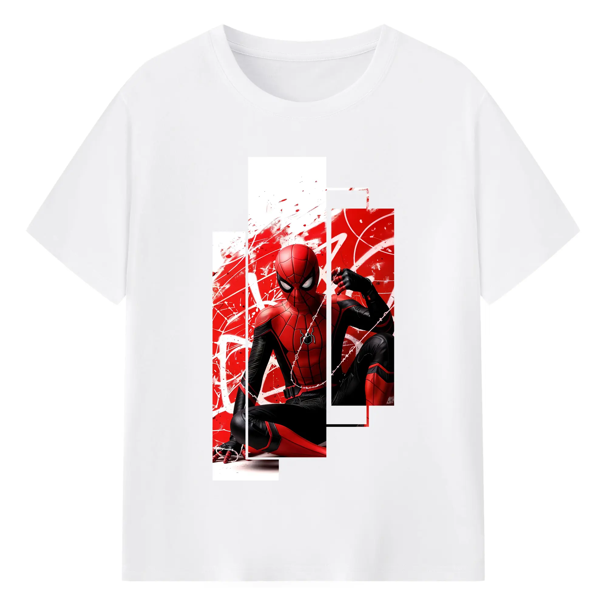アベンジャーズ (Avenjāzu) グッズ スパイダーマン（Spider-Man） - 綿100％ 半袖Tシャツ ・ フロントプリント ・ 快適 通気性 ・ 日常使い 散歩 スポーツ用