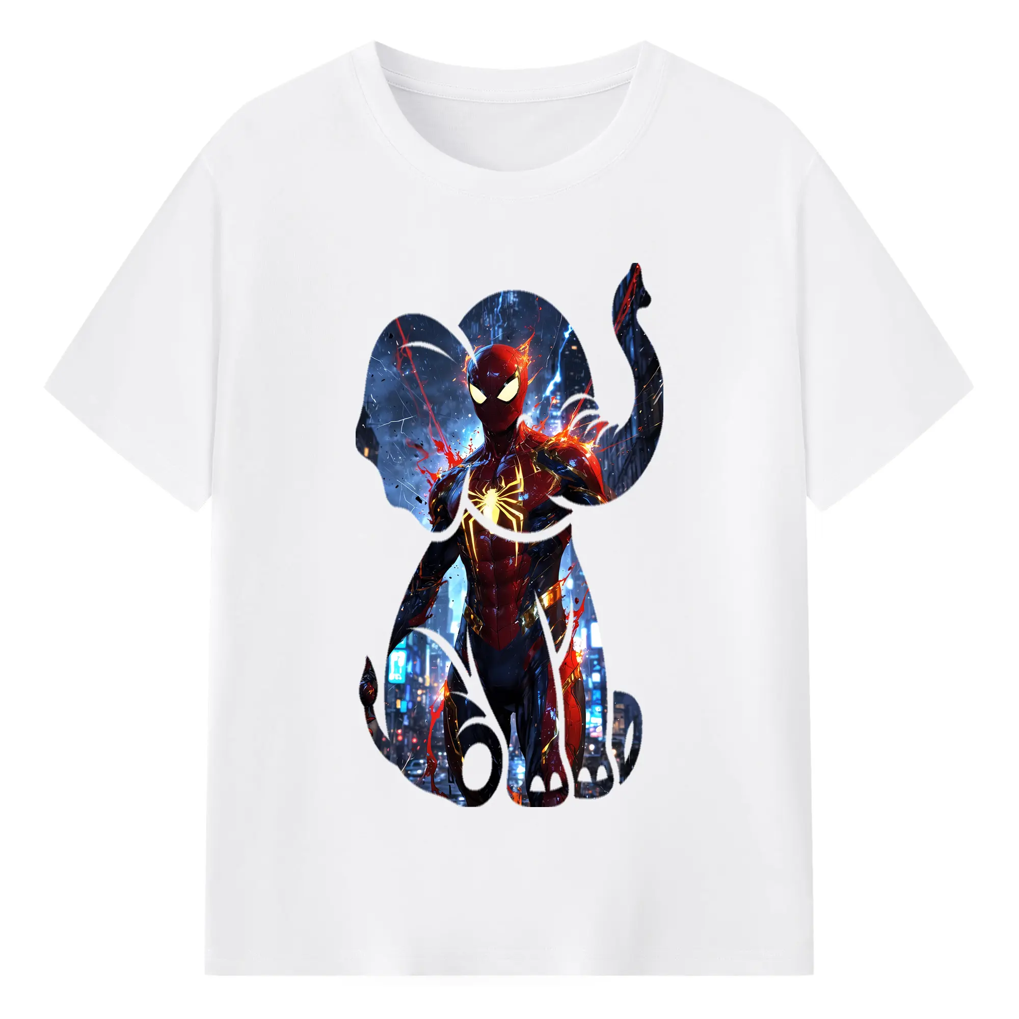 アベンジャーズ (Avenjāzu) グッズ スパイダーマン（Spider-Man） - 綿100％ 半袖Tシャツ ・ フロントプリント ・ 快適 通気性 ・ 日常使い 散歩 スポーツ用