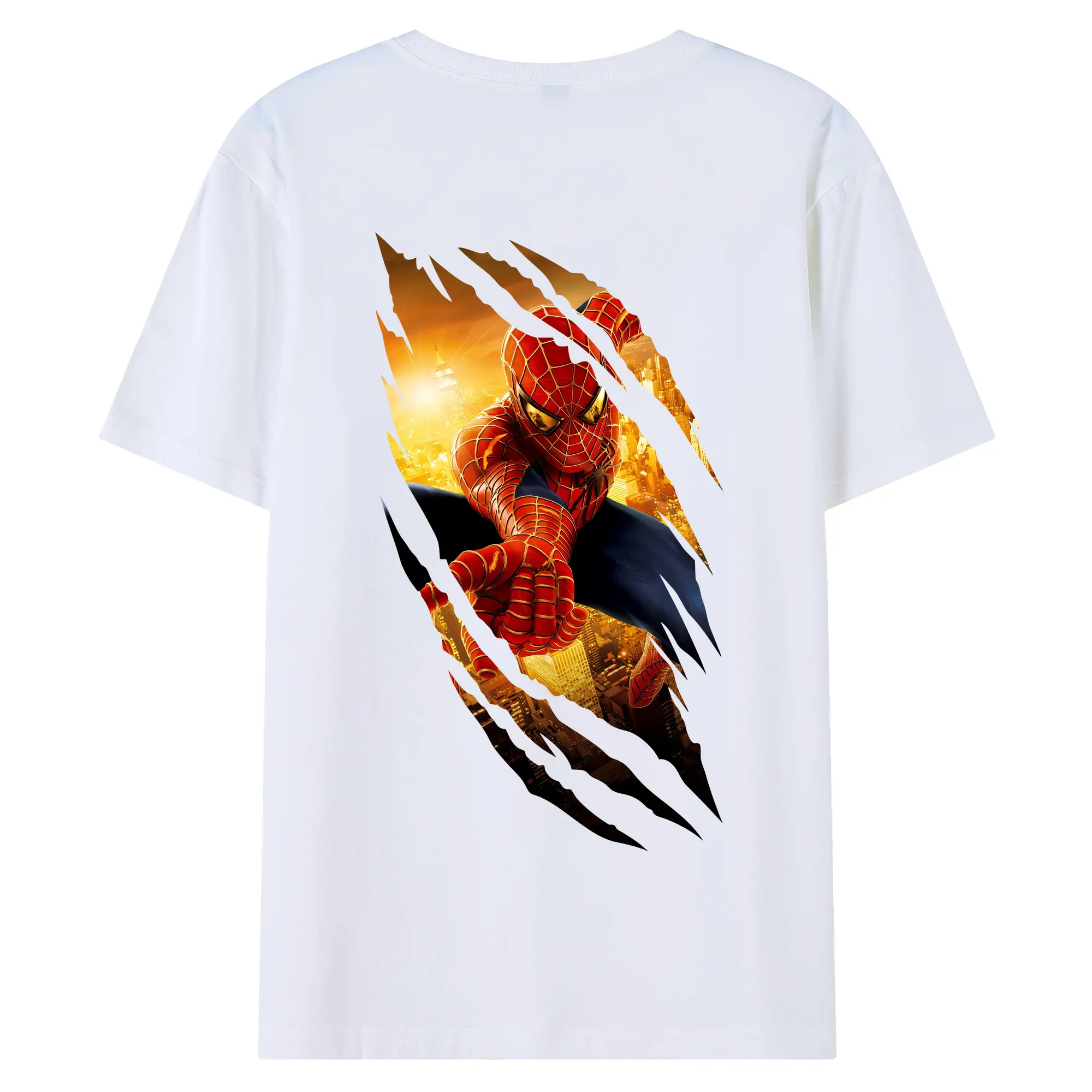アベンジャーズ (Avenjāzu) グッズ スパイダーマン（Spider-Man） - 綿100％ 半袖Tシャツ ・ バックプリント ・ 快適 通気性 ・ 日常使い 散歩 スポーツ用