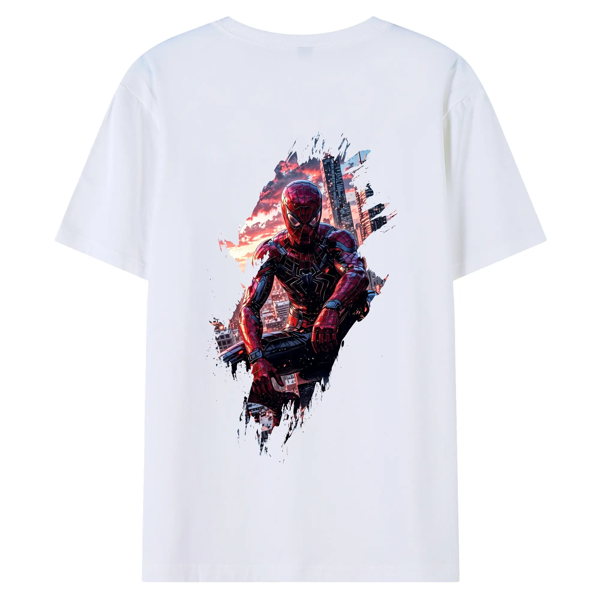 アベンジャーズ (Avenjāzu) グッズ スパイダーマン（Spider-Man） - 綿100％ 半袖Tシャツ ・ バックプリント ・ 快適 通気性 ・ 日常使い 散歩 スポーツ用