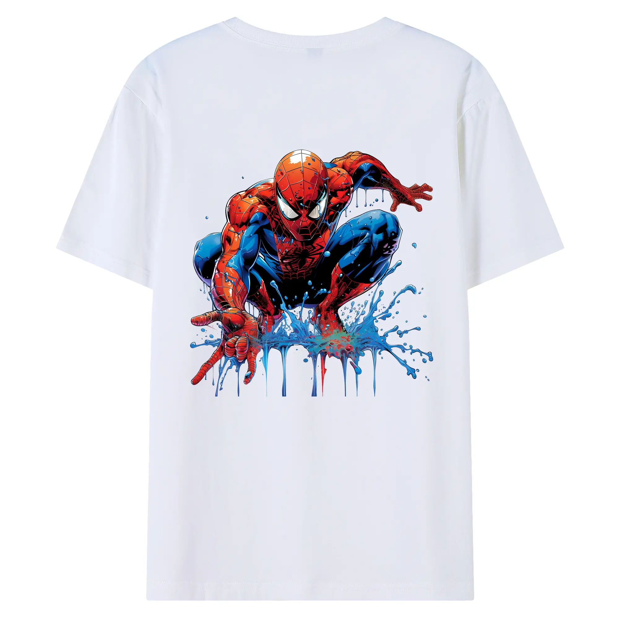 アベンジャーズ (Avenjāzu) グッズ スパイダーマン（Spider-Man） - 綿100％ 半袖Tシャツ ・ バックプリント ・ 快適 通気性 ・ 日常使い 散歩 スポーツ用