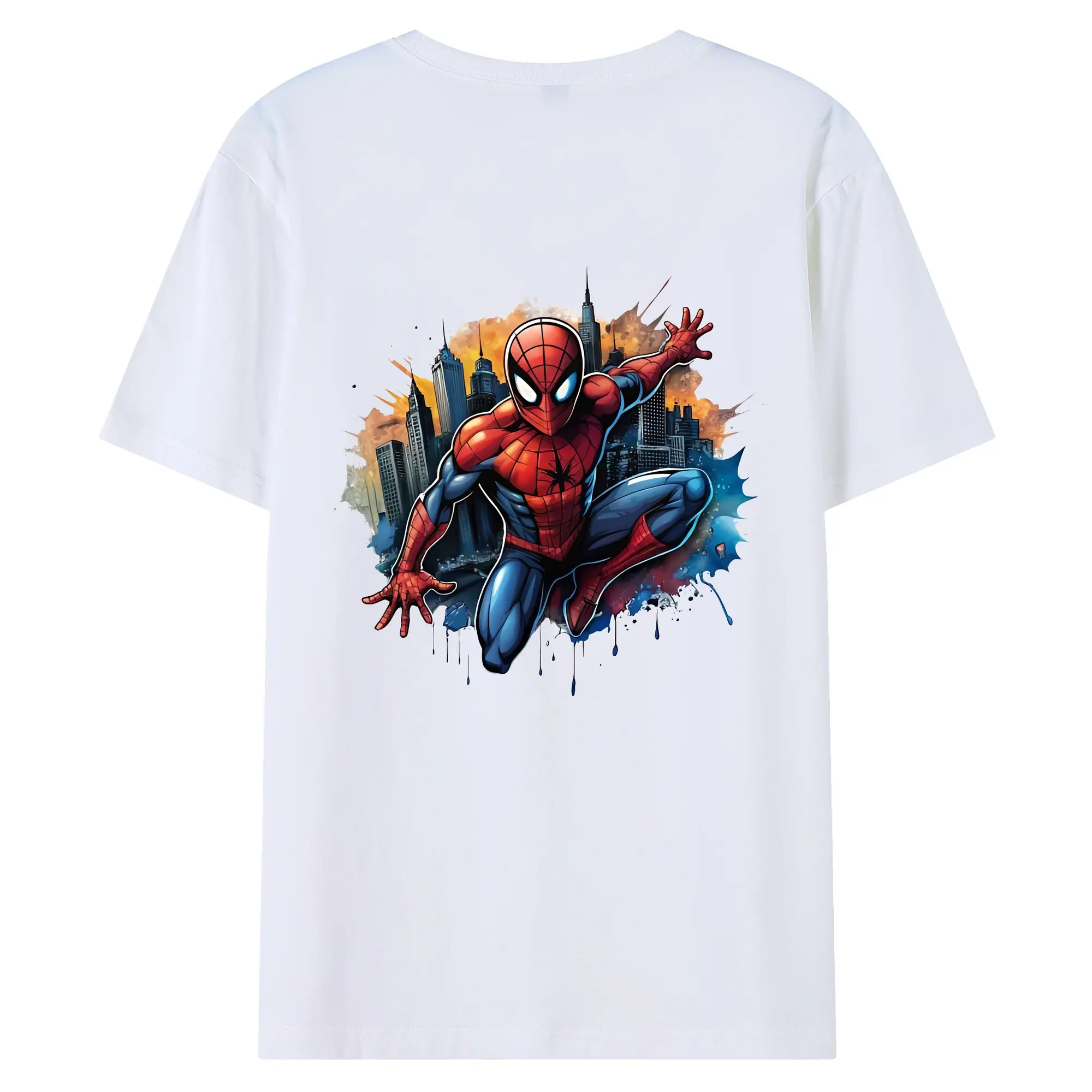 アベンジャーズ (Avenjāzu) グッズ スパイダーマン（Spider-Man） - 綿100％ 半袖Tシャツ ・ バックプリント ・ 快適 通気性 ・ 日常使い 散歩 スポーツ用