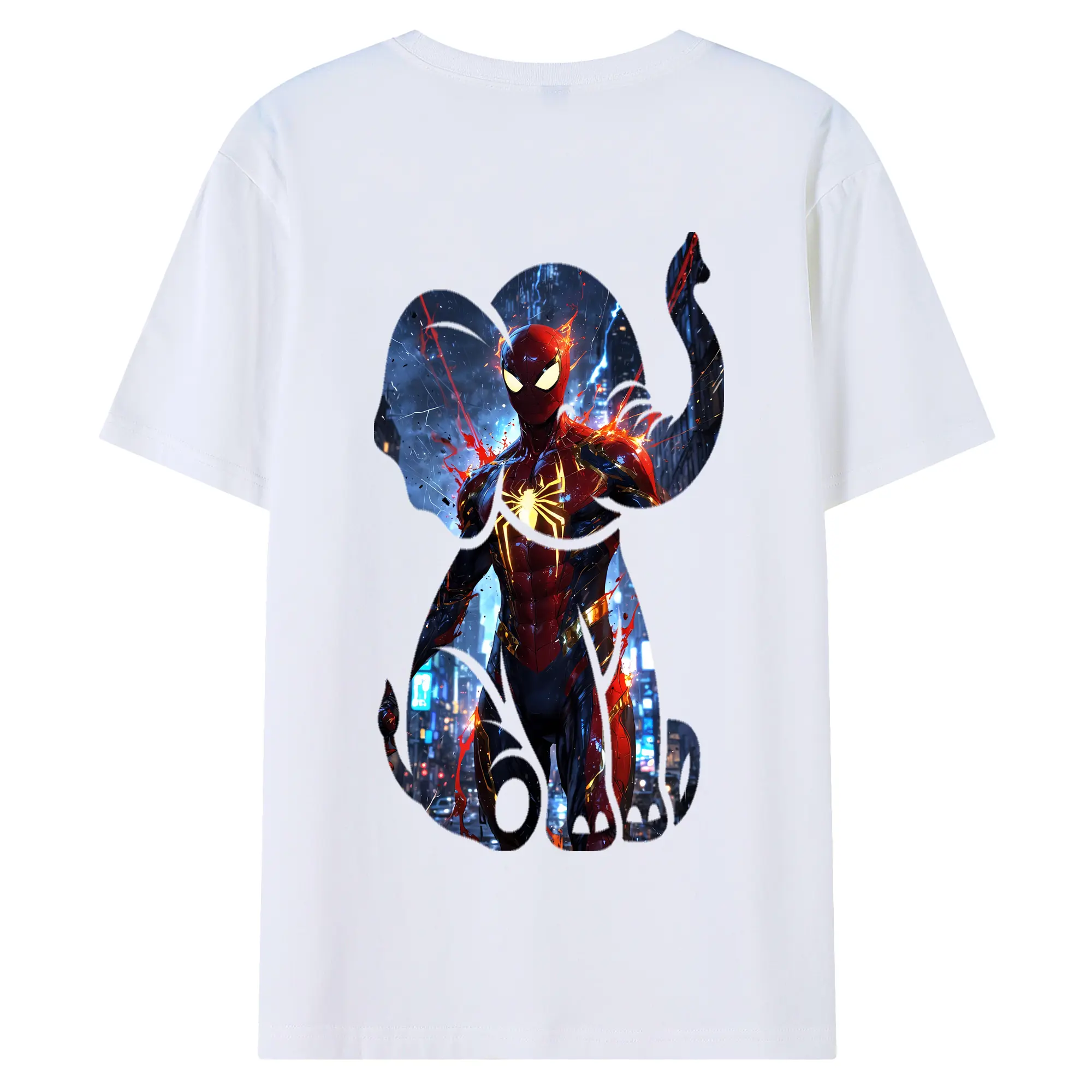 アベンジャーズ (Avenjāzu) グッズ スパイダーマン（Spider-Man） - 綿100％ 半袖Tシャツ ・ バックプリント ・ 快適 通気性 ・ 日常使い 散歩 スポーツ用