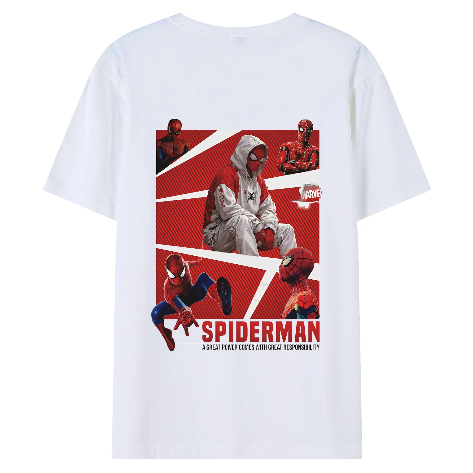 アベンジャーズ (Avenjāzu) グッズ スパイダーマン（Spider-Man） - 綿100％ 半袖Tシャツ ・ バックプリント ・ 快適 通気性 ・ 日常使い 散歩 スポーツ用