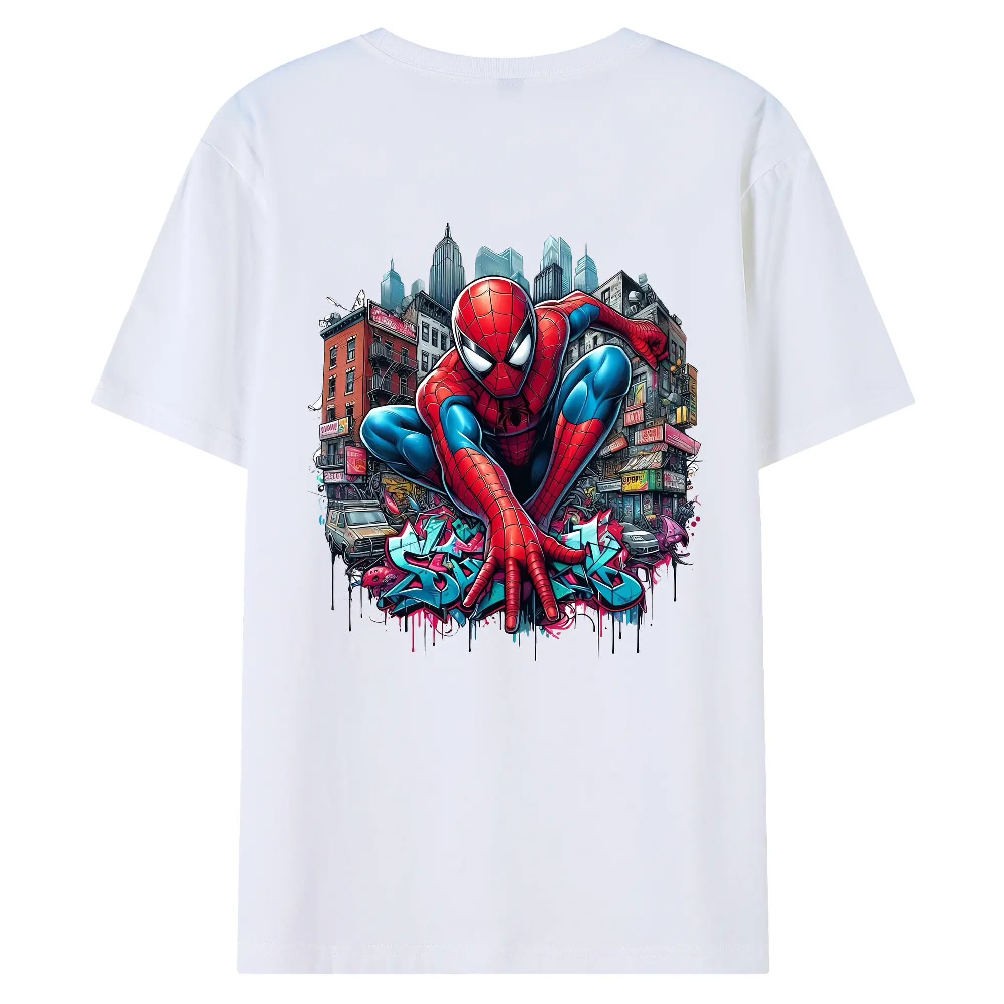 アベンジャーズ (Avenjāzu) グッズ スパイダーマン（Spider-Man） - 綿100％ 半袖Tシャツ ・ バックプリント ・ 快適 通気性 ・ 日常使い 散歩 スポーツ用