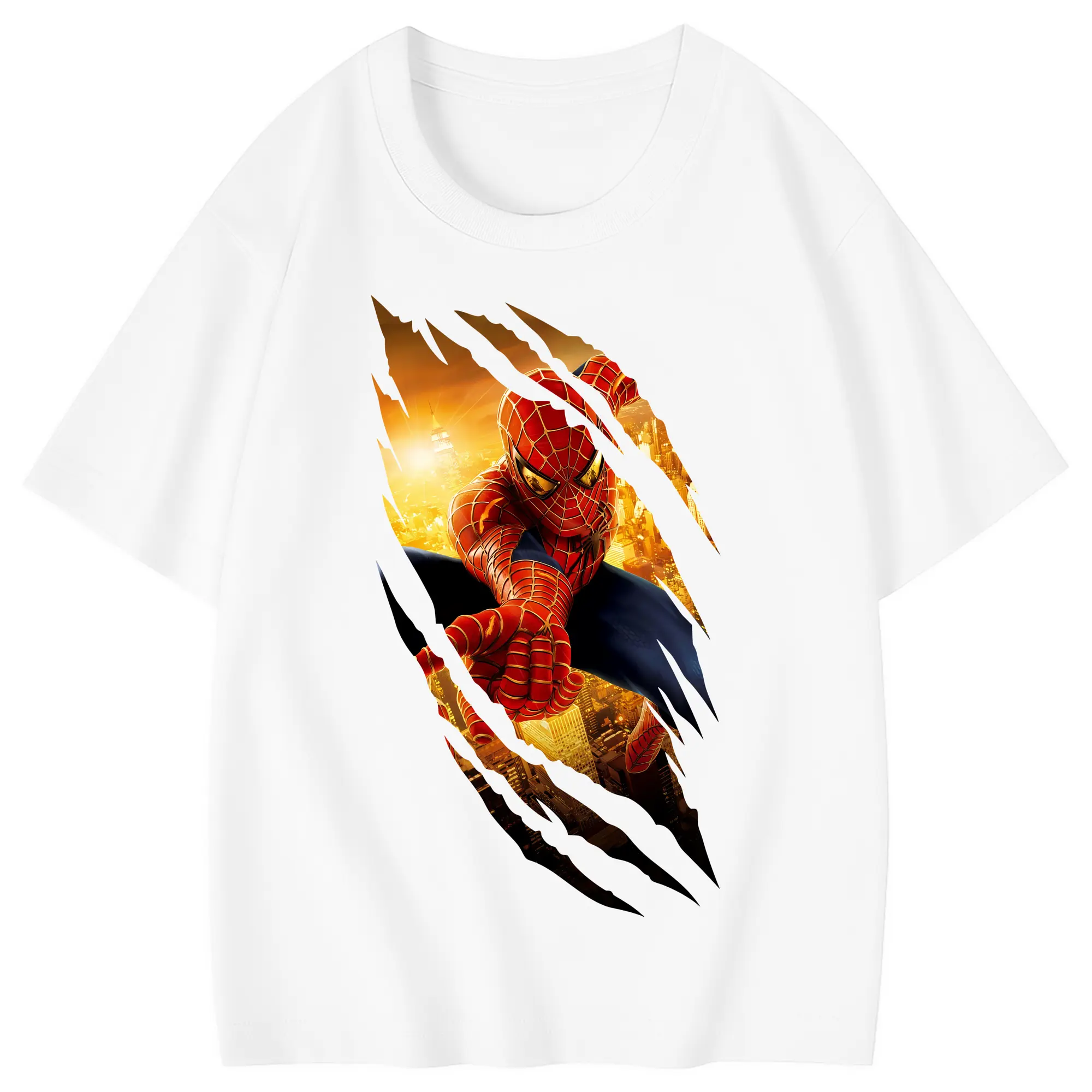 アベンジャーズ (Avenjāzu) グッズ スパイダーマン（Spider-Man） - 綿100％ キッズTシャツ ・ フロントプリント ・ 快適 通気性 ・ スポーツ カジュアル 散歩用