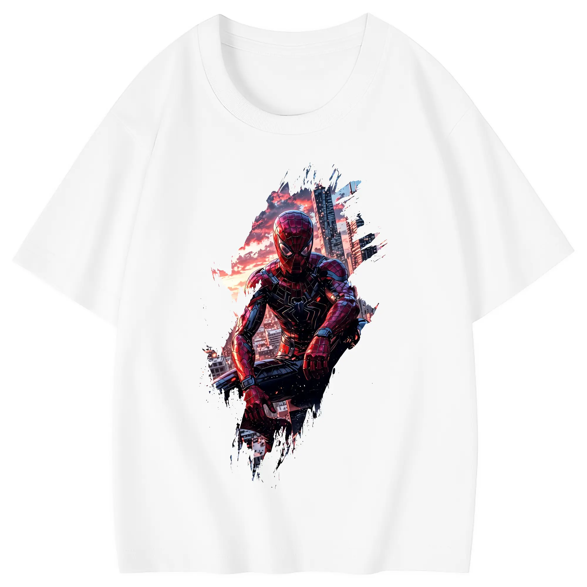 アベンジャーズ (Avenjāzu) グッズ スパイダーマン（Spider-Man） - 綿100％ キッズTシャツ ・ フロントプリント ・ 快適 通気性 ・ スポーツ カジュアル 散歩用