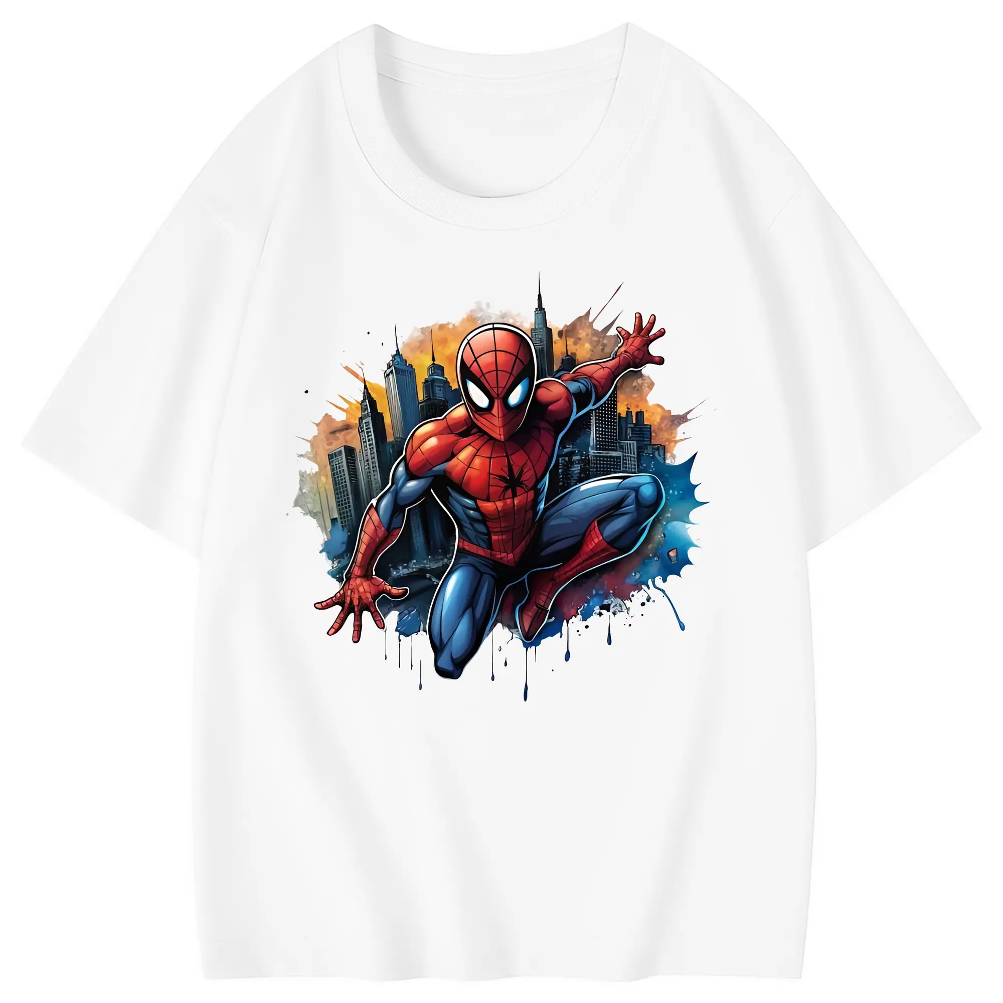 アベンジャーズ (Avenjāzu) グッズ スパイダーマン（Spider-Man） - 綿100％ キッズTシャツ ・ フロントプリント ・ 快適 通気性 ・ スポーツ カジュアル 散歩用