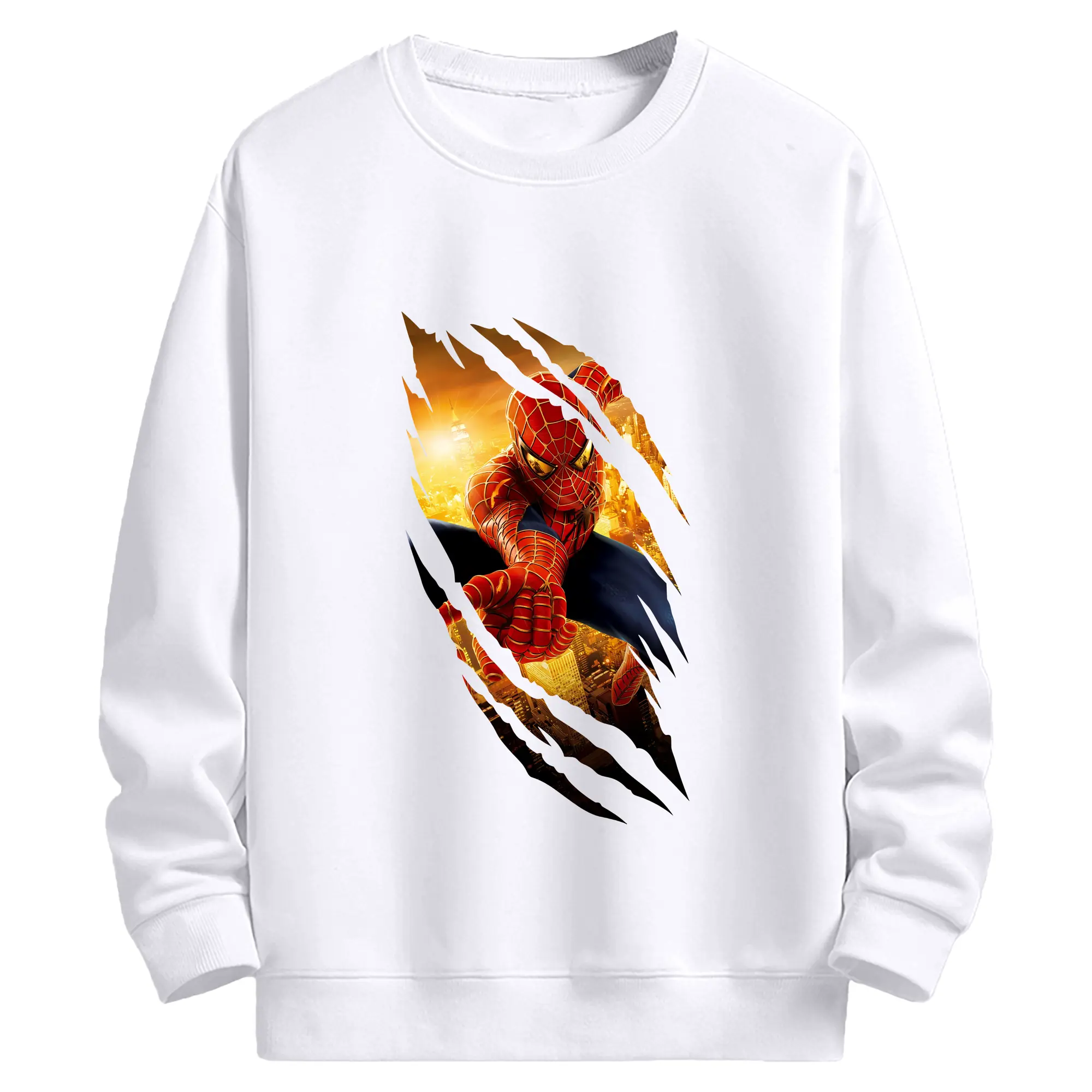 アベンジャーズ (Avenjāzu) グッズ スパイダーマン（Spider-Man） - 高品質 クルーネック スウェット ・ コットン59％ ポリエステル41％ ・ ユニセックス 長袖 トレーナー ・ カジュアル デイリー スポーツ 散歩用