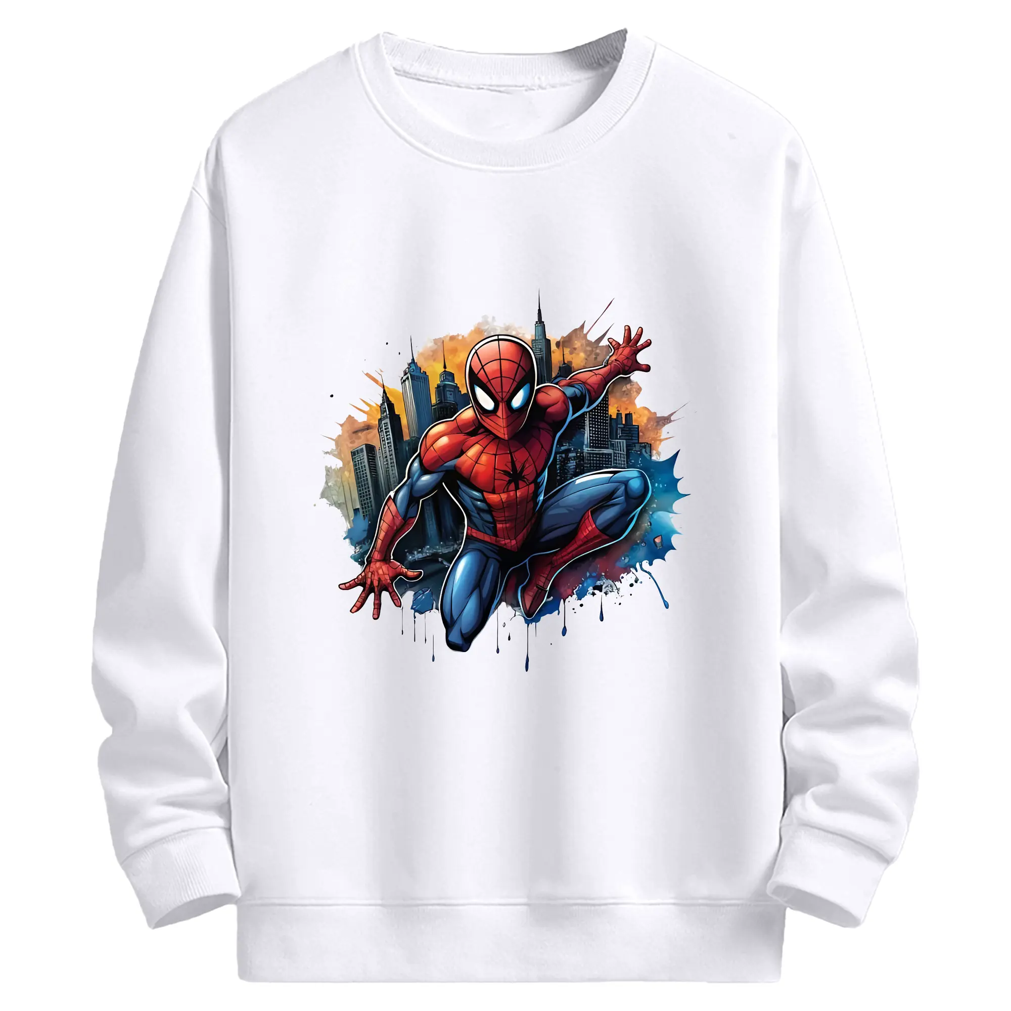 アベンジャーズ (Avenjāzu) グッズ スパイダーマン（Spider-Man） - 高品質 クルーネック スウェット ・ コットン59％ ポリエステル41％ ・ ユニセックス 長袖 トレーナー ・ カジュアル デイリー スポーツ 散歩用