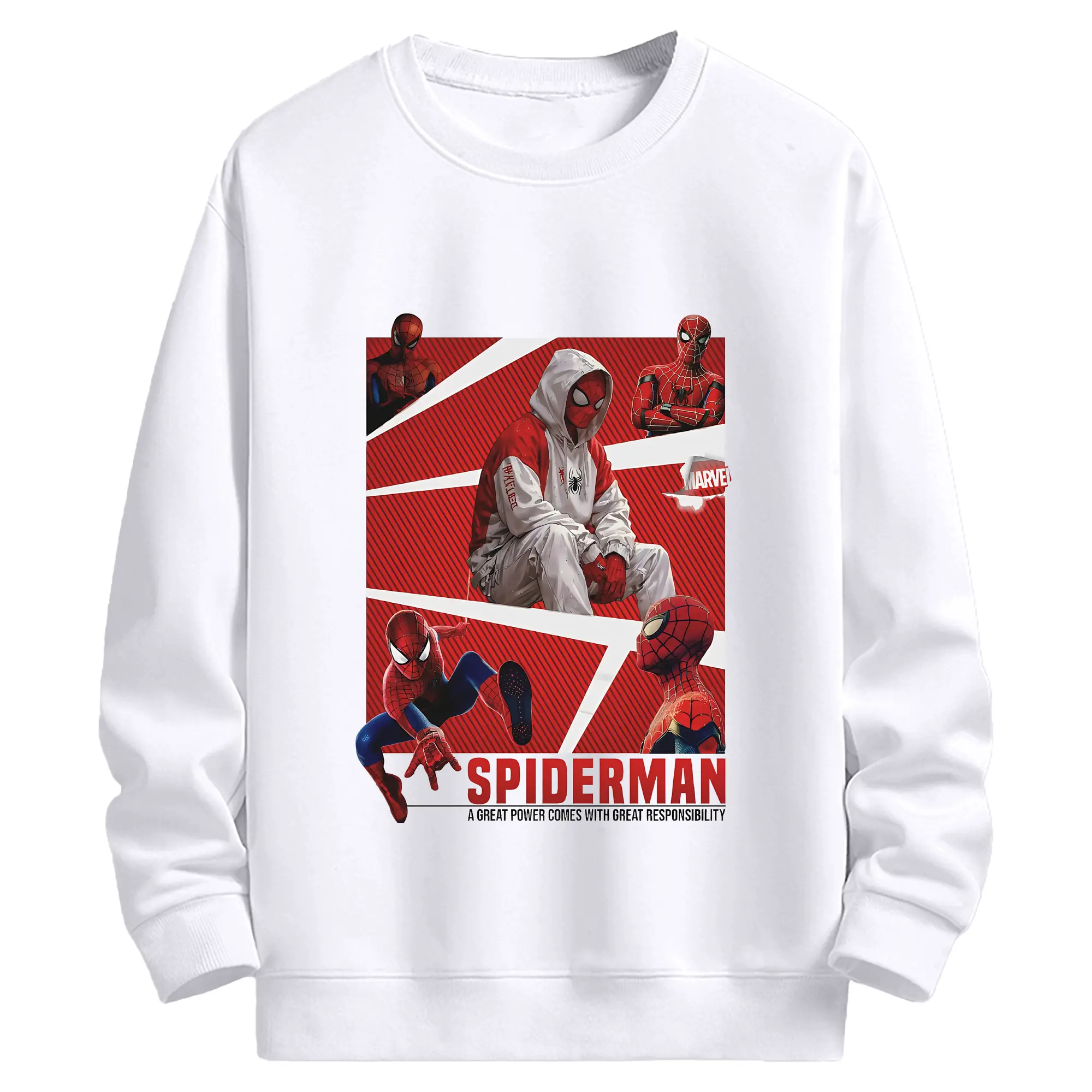 アベンジャーズ (Avenjāzu) グッズ スパイダーマン（Spider-Man） - 高品質 クルーネック スウェット ・ コットン59％ ポリエステル41％ ・ ユニセックス 長袖 トレーナー ・ カジュアル デイリー スポーツ 散歩用