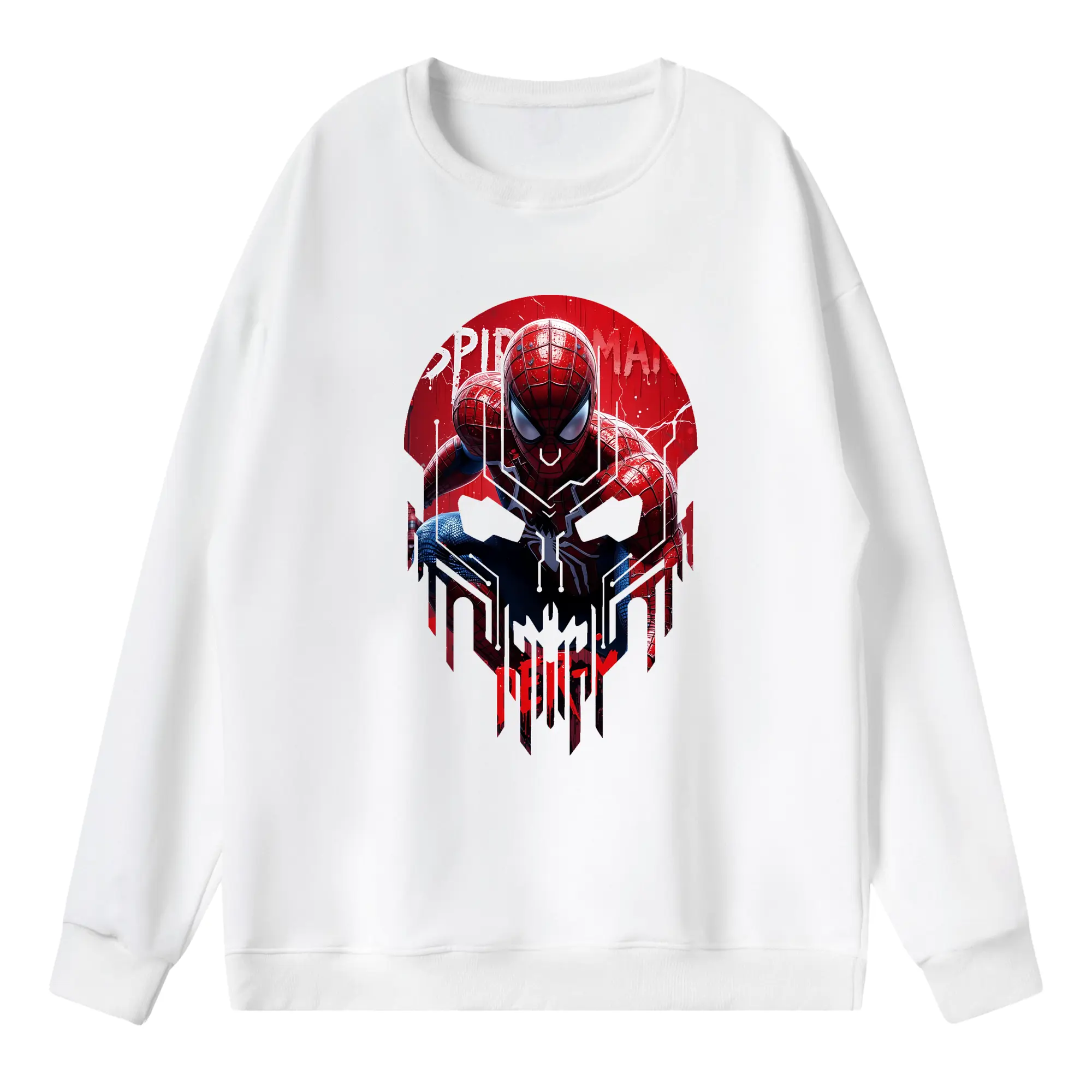 アベンジャーズ (Avenjāzu) グッズ スパイダーマン（Spider-Man） - 薄手 クルーネック スウェット 裏毛260g · ポリエステル 春秋向け カジュアル 男女兼用 · トレーナー デイリー スポーツ 散歩に最適