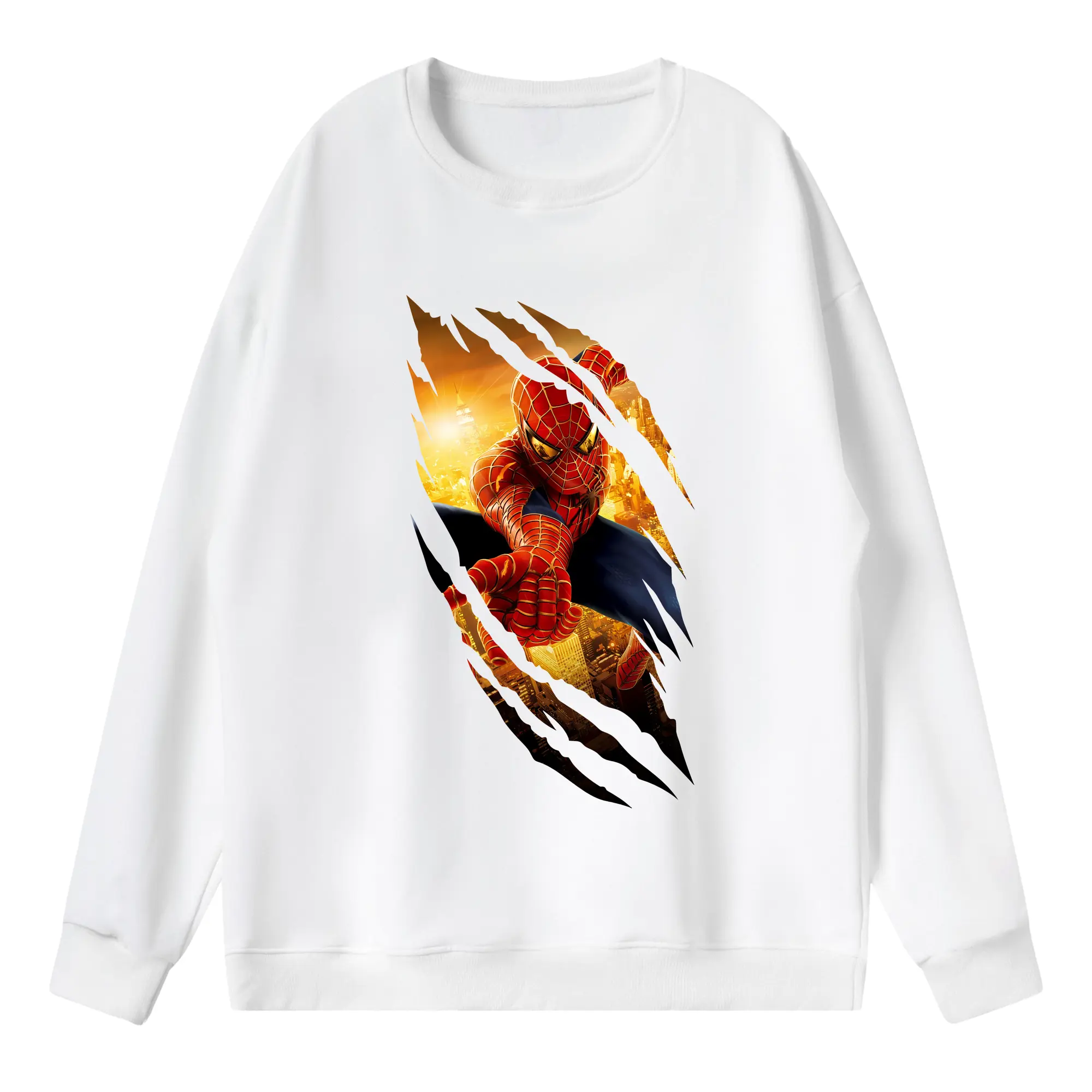 アベンジャーズ (Avenjāzu) グッズ スパイダーマン（Spider-Man） - 薄手 クルーネック スウェット 裏毛260g · ポリエステル 春秋向け カジュアル 男女兼用 · トレーナー デイリー スポーツ 散歩に最適