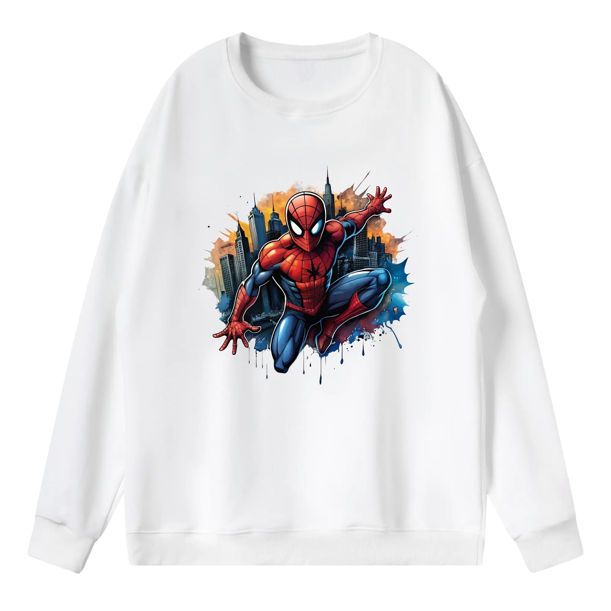 アベンジャーズ (Avenjāzu) グッズ スパイダーマン（Spider-Man） - 薄手 クルーネック スウェット 裏毛260g · ポリエステル 春秋向け カジュアル 男女兼用 · トレーナー デイリー スポーツ 散歩に最適
