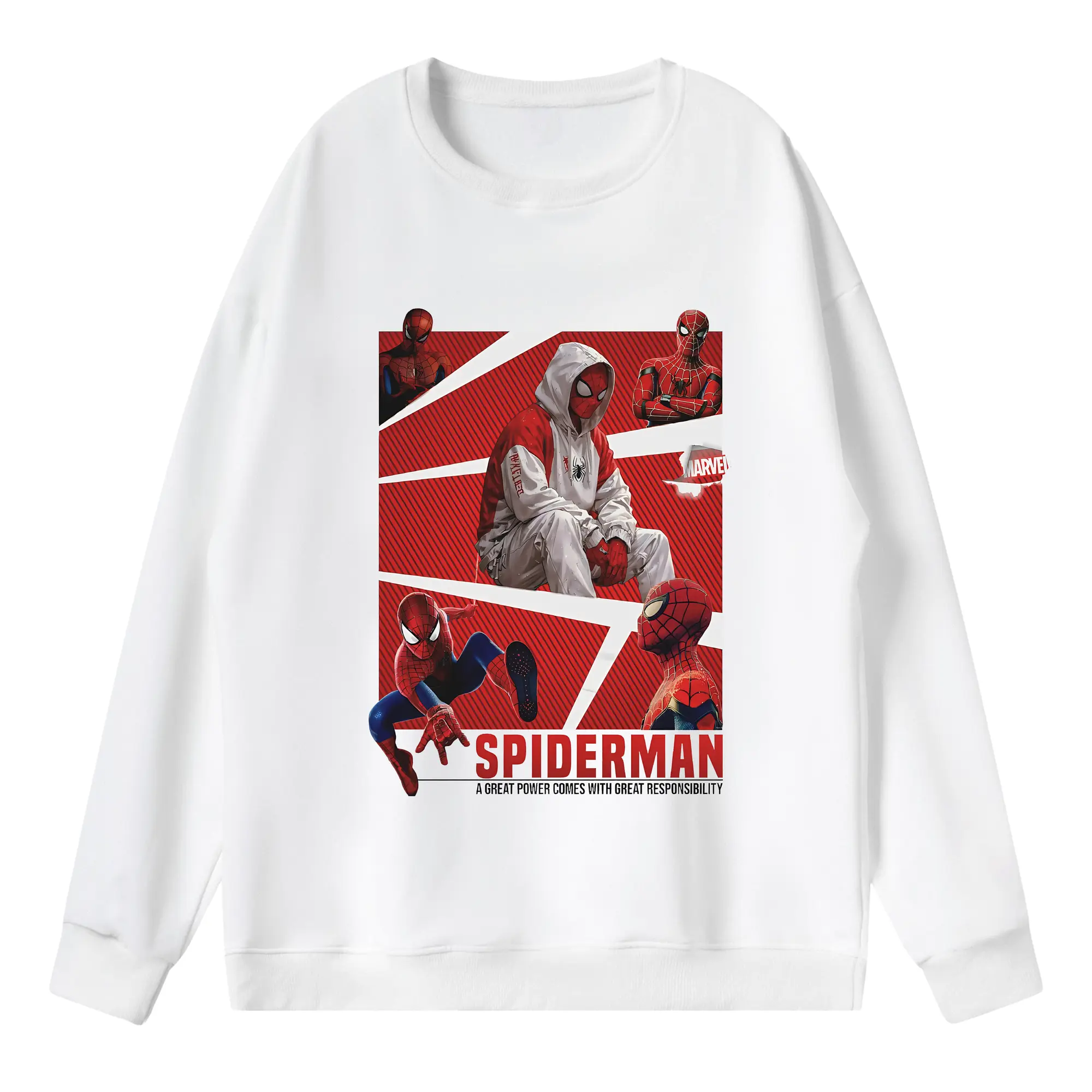 アベンジャーズ (Avenjāzu) グッズ スパイダーマン（Spider-Man） - 薄手 クルーネック スウェット 裏毛260g · ポリエステル 春秋向け カジュアル 男女兼用 · トレーナー デイリー スポーツ 散歩に最適