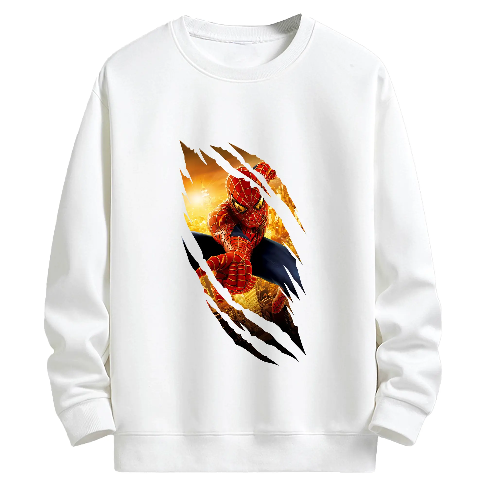 アベンジャーズ (Avenjāzu) グッズ スパイダーマン（Spider-Man） - キッズ クルーネックスウェットシャツ ・ フロントプリント ・ 綿80％ ポリエステル20％ ・ 快適 通学 スポーツ 日常使い お散歩用