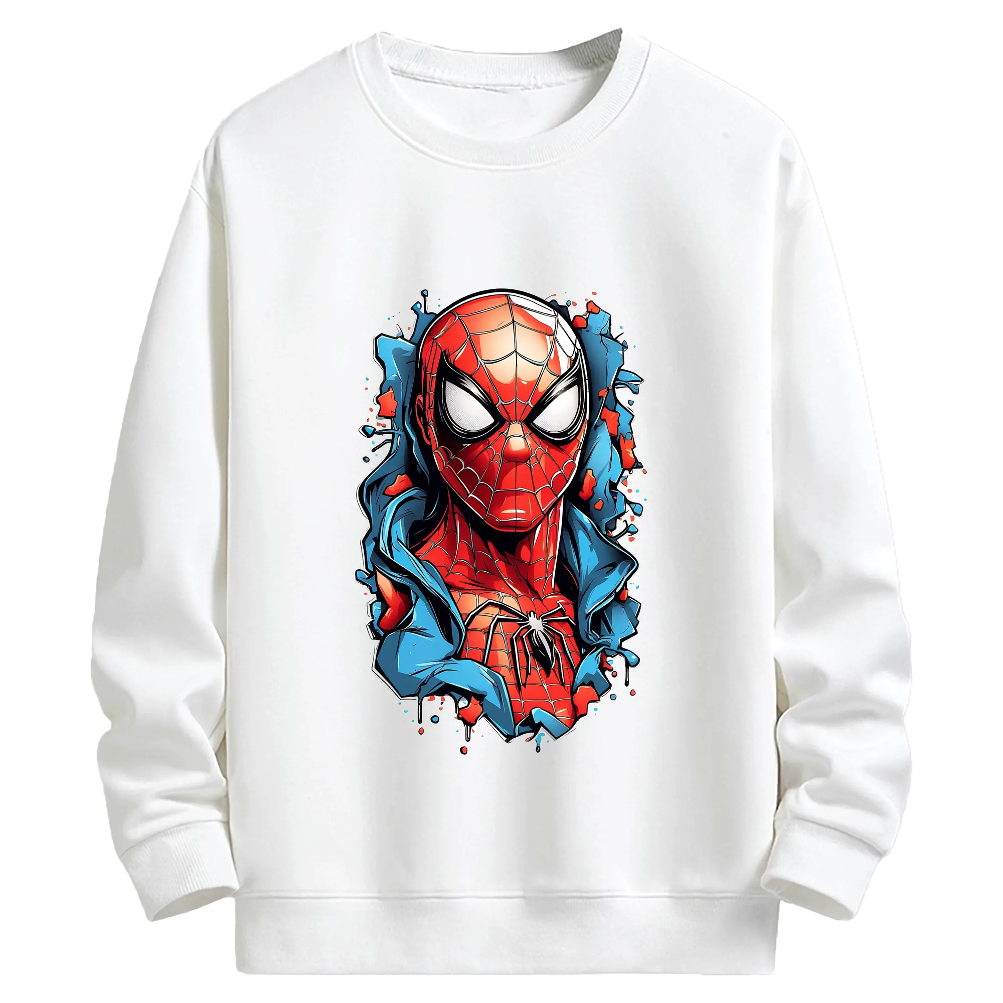 アベンジャーズ (Avenjāzu) グッズ スパイダーマン（Spider-Man） - キッズ クルーネックスウェットシャツ ・ フロントプリント ・ 綿80％ ポリエステル20％ ・ 快適 通学 スポーツ 日常使い お散歩用