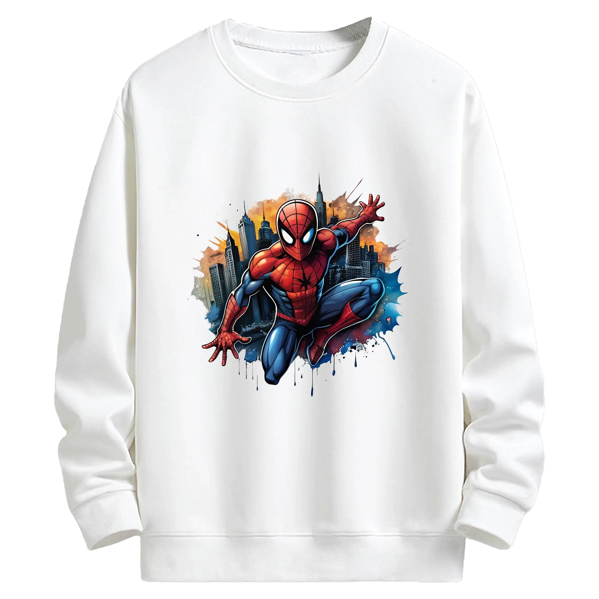 アベンジャーズ (Avenjāzu) グッズ スパイダーマン（Spider-Man） - キッズ クルーネックスウェットシャツ ・ フロントプリント ・ 綿80％ ポリエステル20％ ・ 快適 通学 スポーツ 日常使い お散歩用
