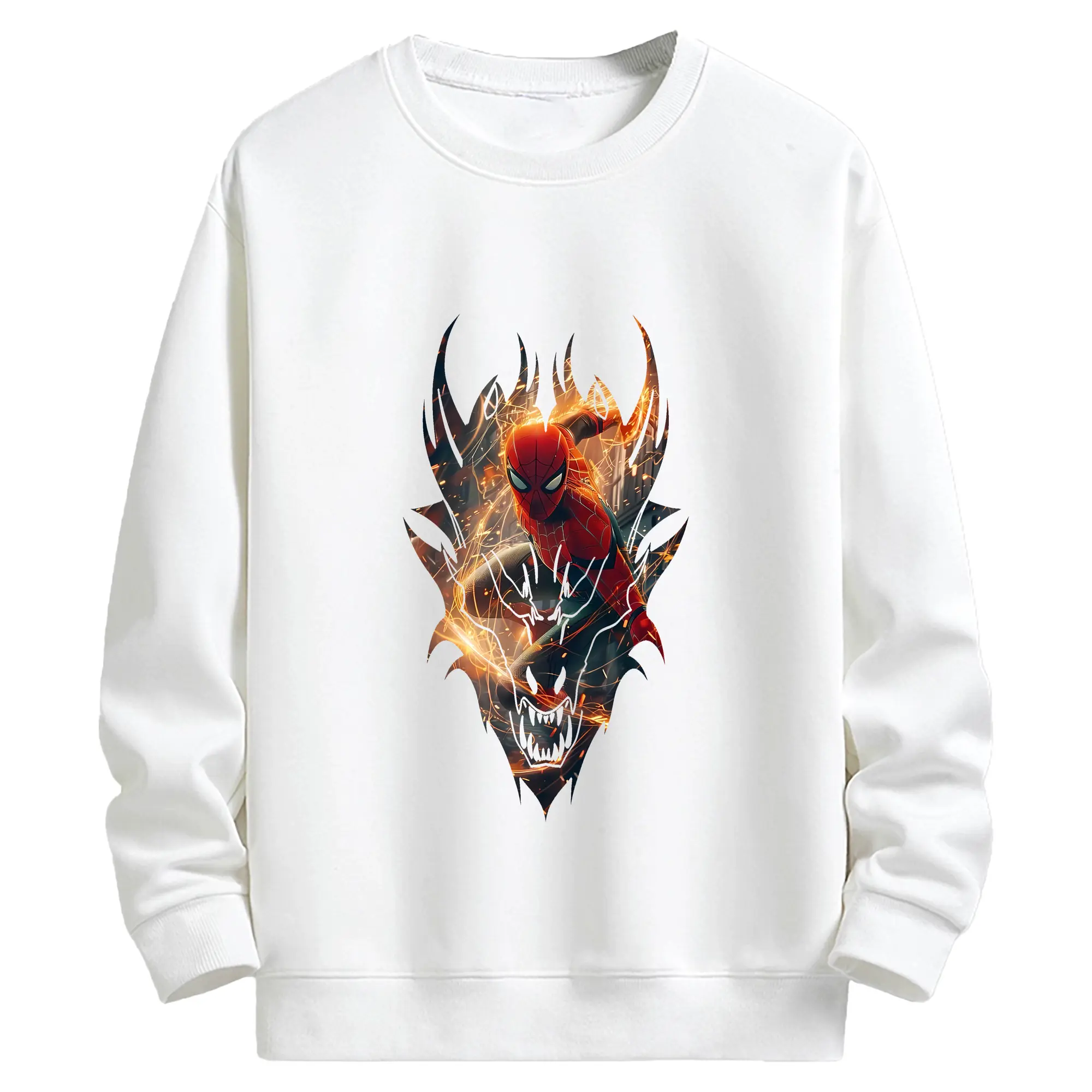 アベンジャーズ (Avenjāzu) グッズ スパイダーマン（Spider-Man） - キッズ クルーネックスウェットシャツ ・ フロントプリント ・ 綿80％ ポリエステル20％ ・ 快適 通学 スポーツ 日常使い お散歩用