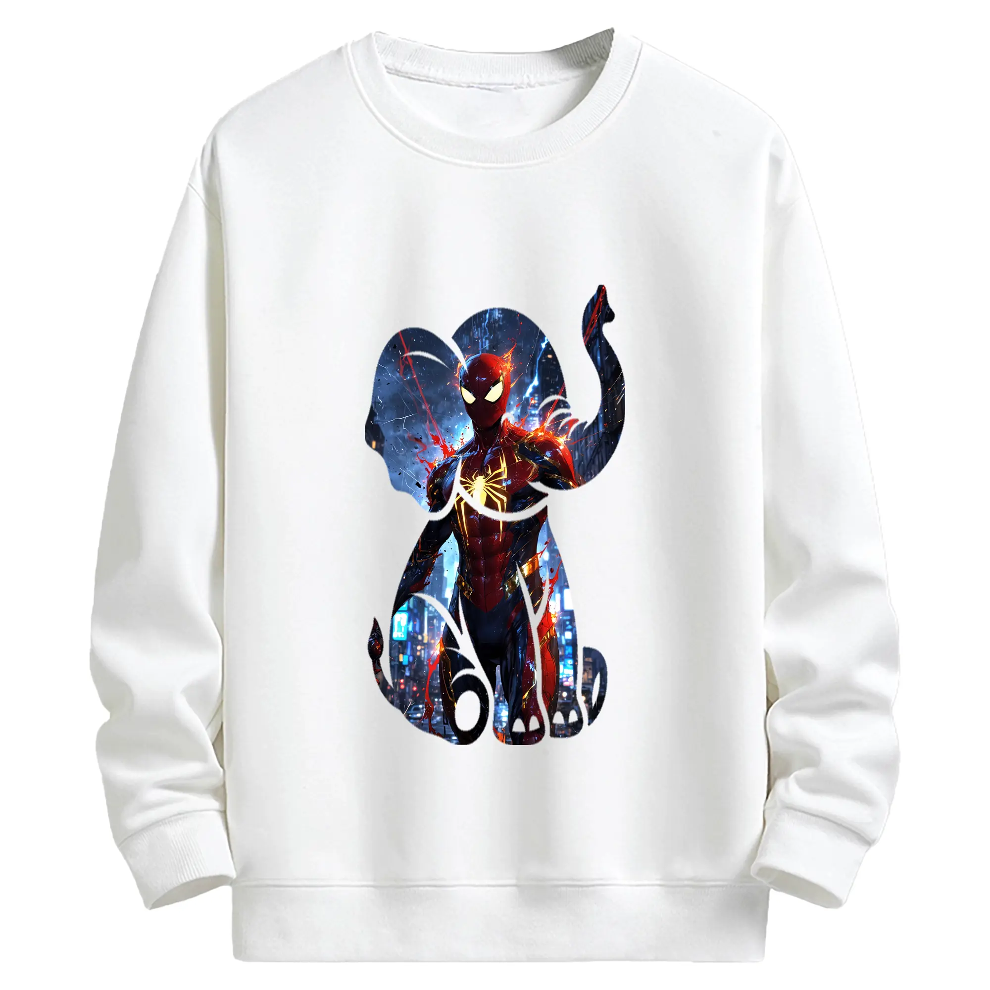 アベンジャーズ (Avenjāzu) グッズ スパイダーマン（Spider-Man） - キッズ クルーネックスウェットシャツ ・ フロントプリント ・ 綿80％ ポリエステル20％ ・ 快適 通学 スポーツ 日常使い お散歩用