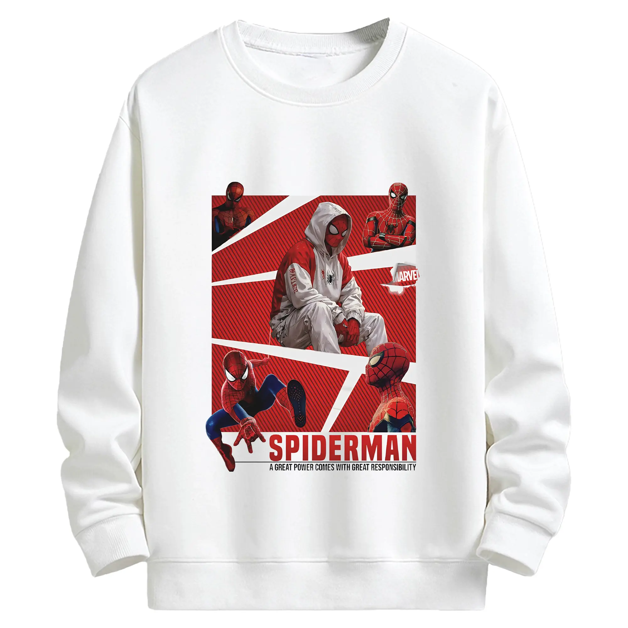 アベンジャーズ (Avenjāzu) グッズ スパイダーマン（Spider-Man） - キッズ クルーネックスウェットシャツ ・ フロントプリント ・ 綿80％ ポリエステル20％ ・ 快適 通学 スポーツ 日常使い お散歩用