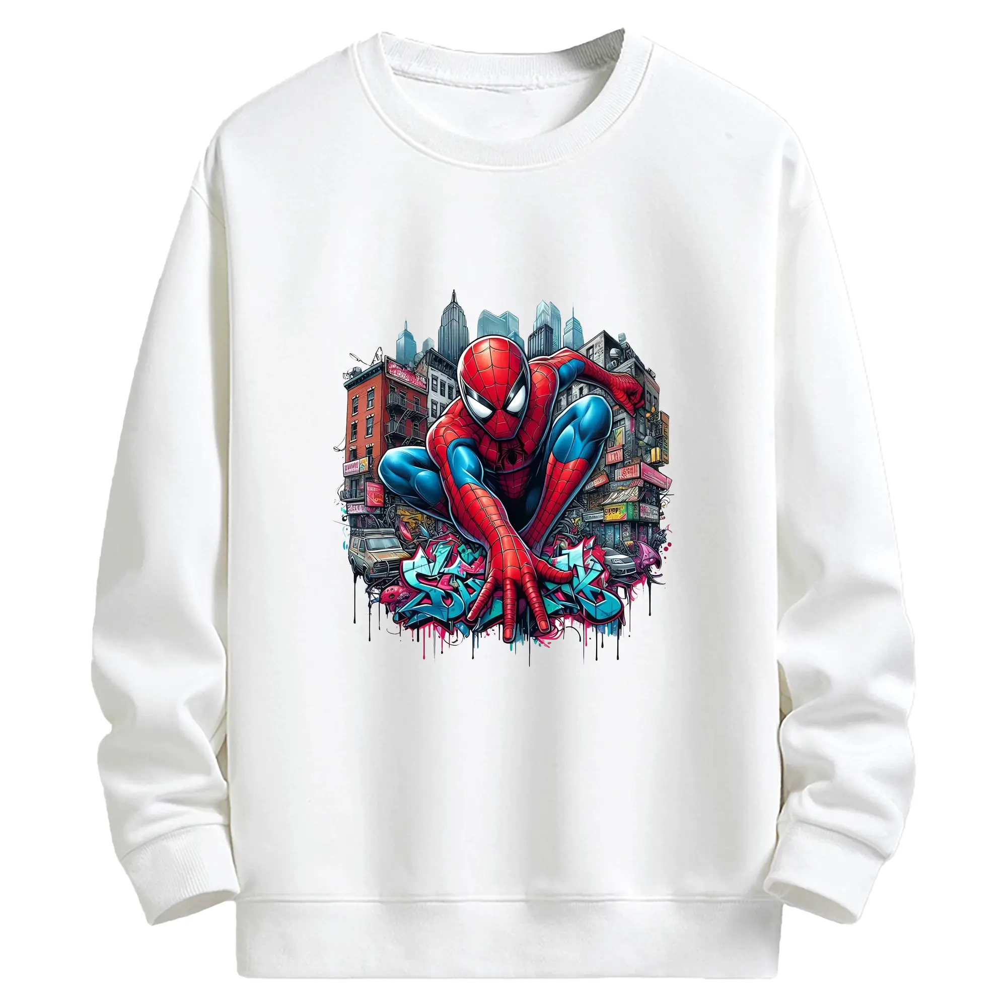 アベンジャーズ (Avenjāzu) グッズ スパイダーマン（Spider-Man） - キッズ クルーネックスウェットシャツ ・ フロントプリント ・ 綿80％ ポリエステル20％ ・ 快適 通学 スポーツ 日常使い お散歩用