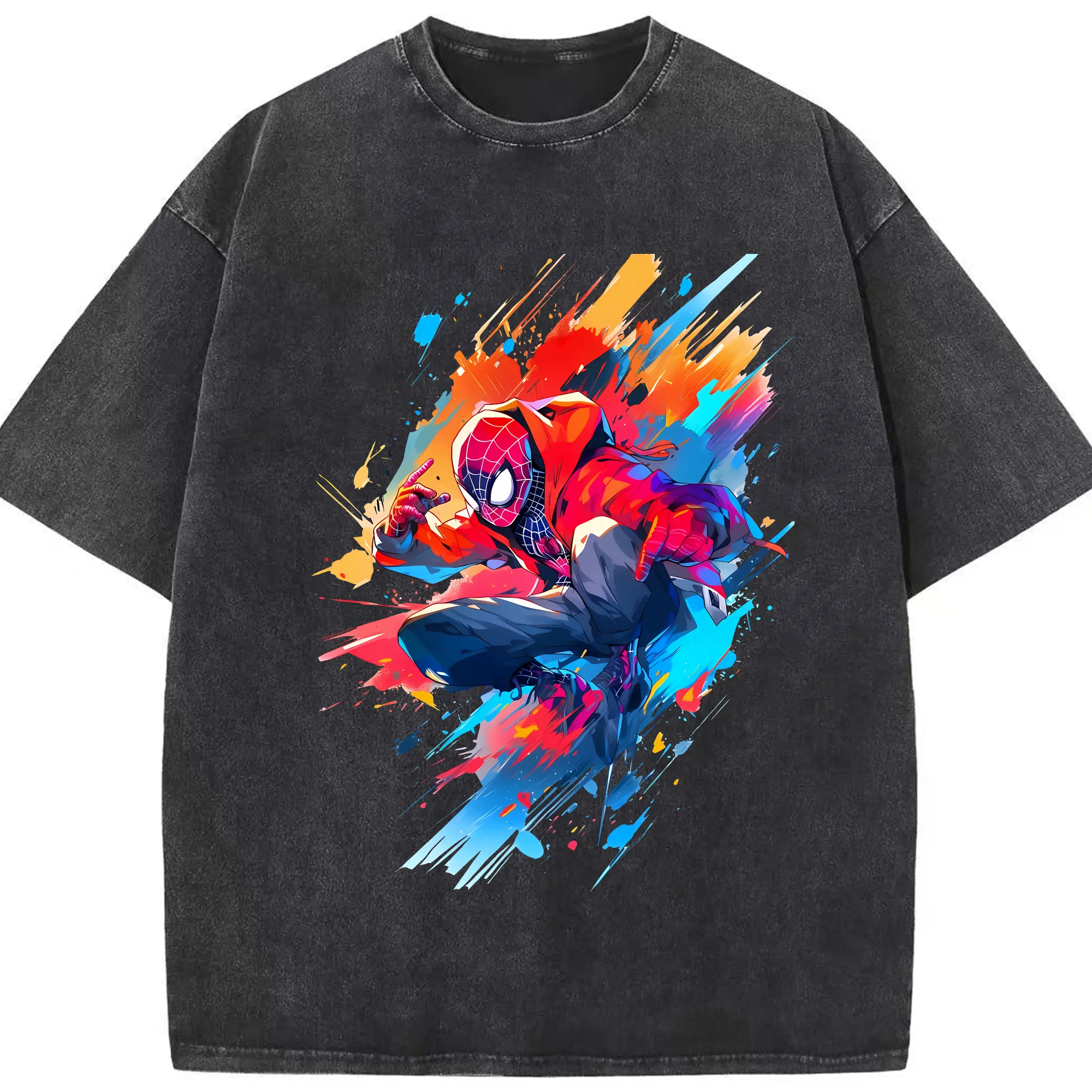 アベンジャーズ (Avenjāzu) グッズ スパイダーマン（Spider-Man） - 綿100％ ヴィンテージ風 半袖Tシャツ ・ フロントプリント ・ 柔らか肌触り ・ 通気性 快適 ・ スポーツ カジュアル 外出用