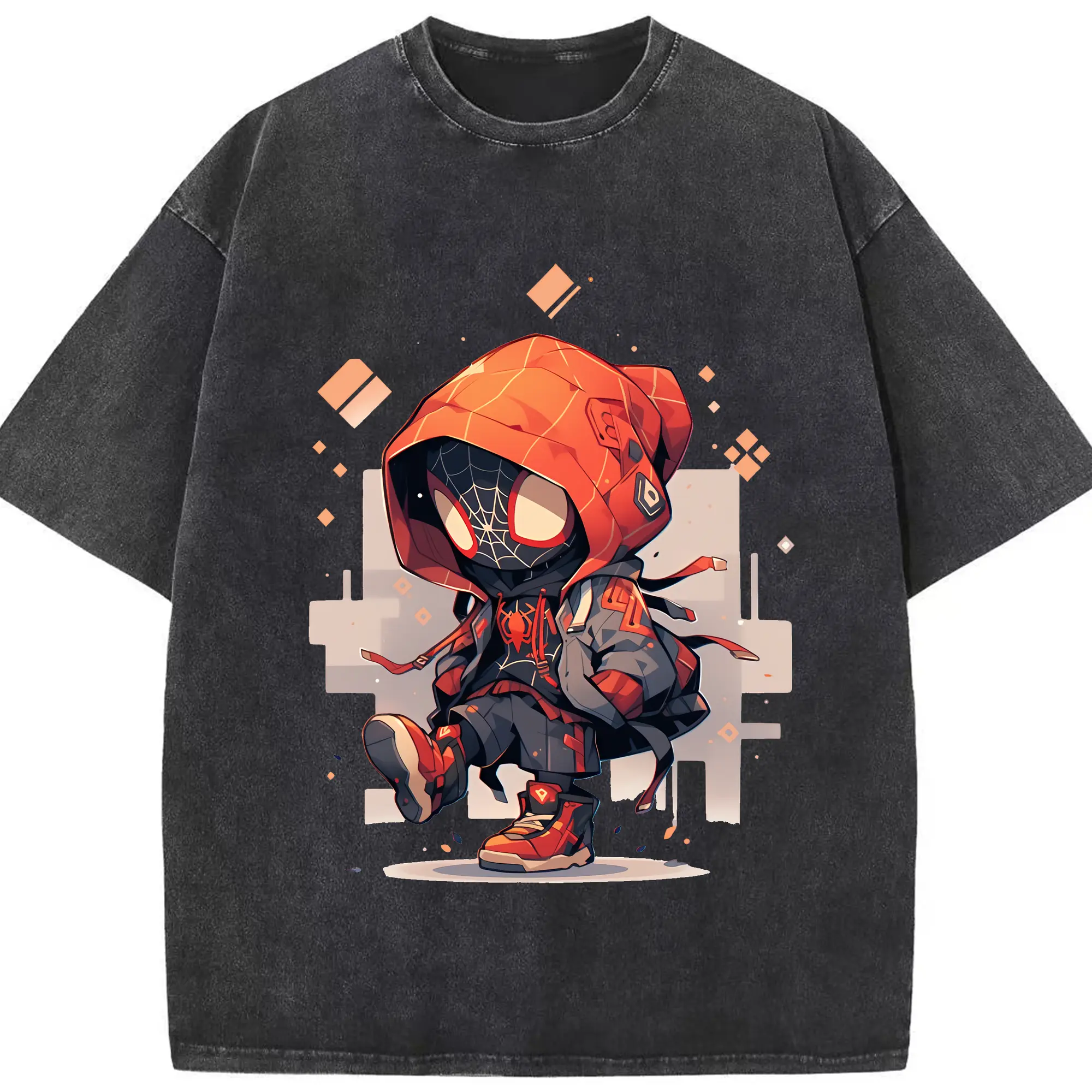 アベンジャーズ (Avenjāzu) グッズ スパイダーマン（Spider-Man） - 綿100％ ヴィンテージ風 半袖Tシャツ ・ フロントプリント ・ 柔らか肌触り ・ 通気性 快適 ・ スポーツ カジュアル 外出用