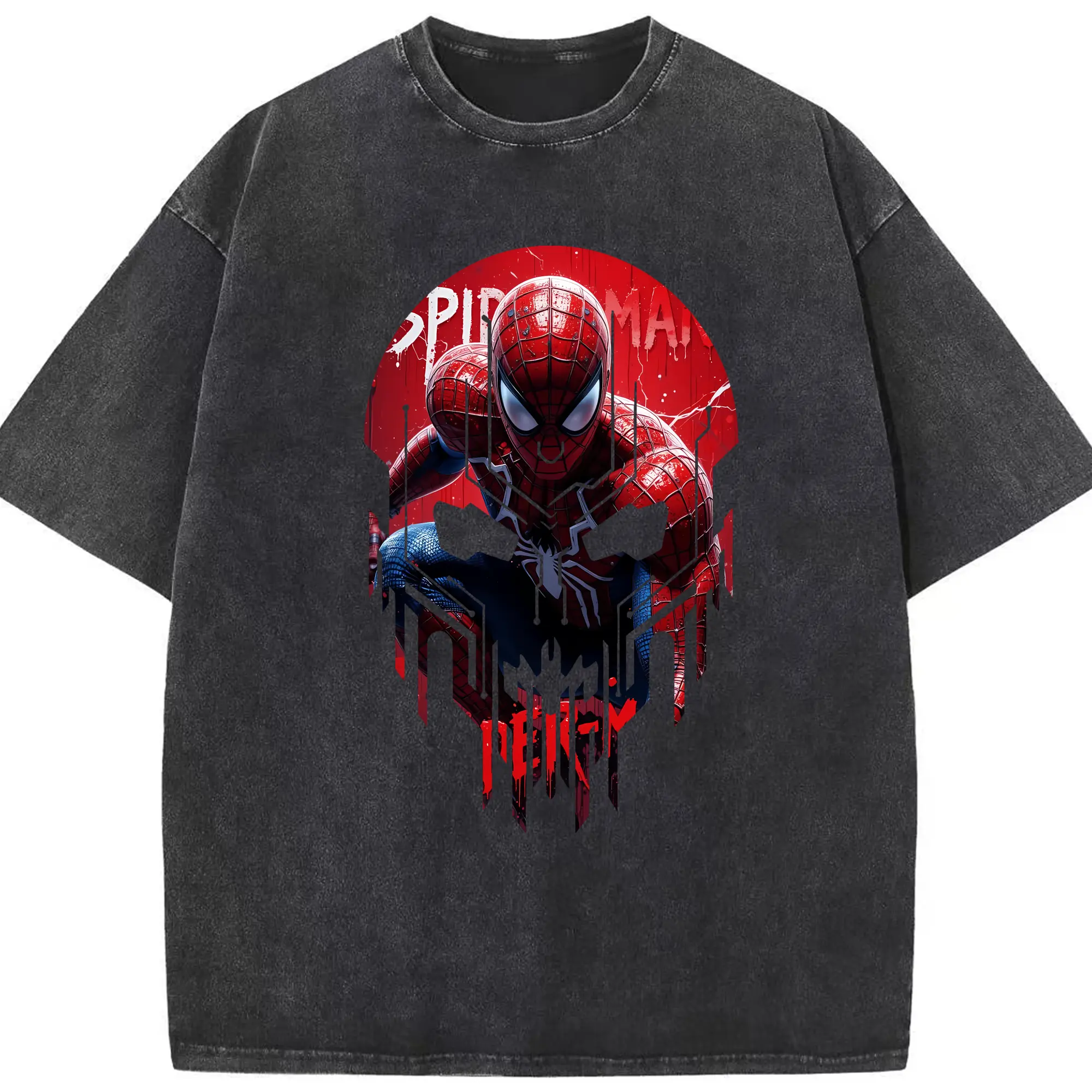 アベンジャーズ (Avenjāzu) グッズ スパイダーマン（Spider-Man） - 綿100％ ヴィンテージ風 半袖Tシャツ ・ フロントプリント ・ 柔らか肌触り ・ 通気性 快適 ・ スポーツ カジュアル 外出用
