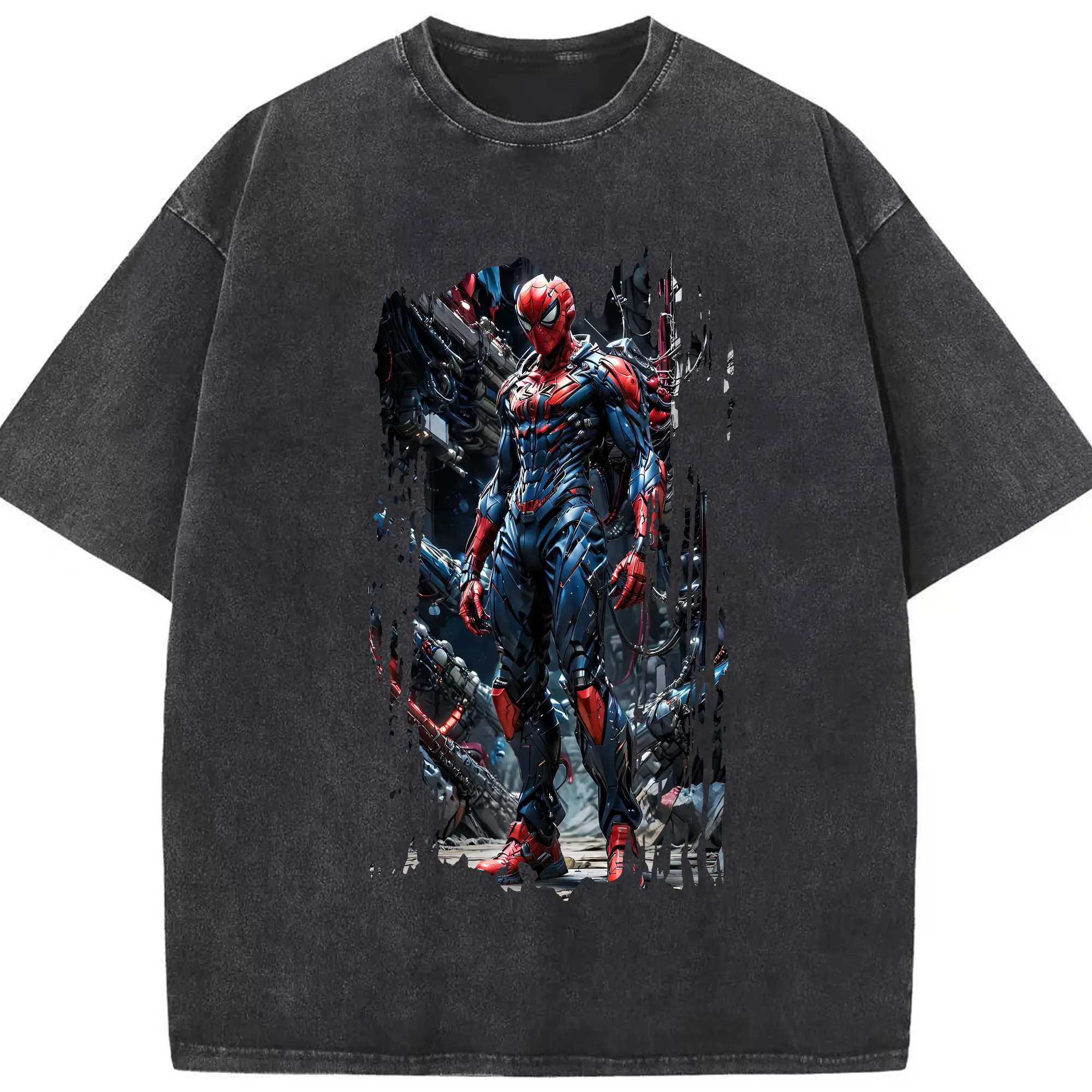 アベンジャーズ (Avenjāzu) グッズ スパイダーマン（Spider-Man） - 綿100％ ヴィンテージ風 半袖Tシャツ ・ フロントプリント ・ 柔らか肌触り ・ 通気性 快適 ・ スポーツ カジュアル 外出用