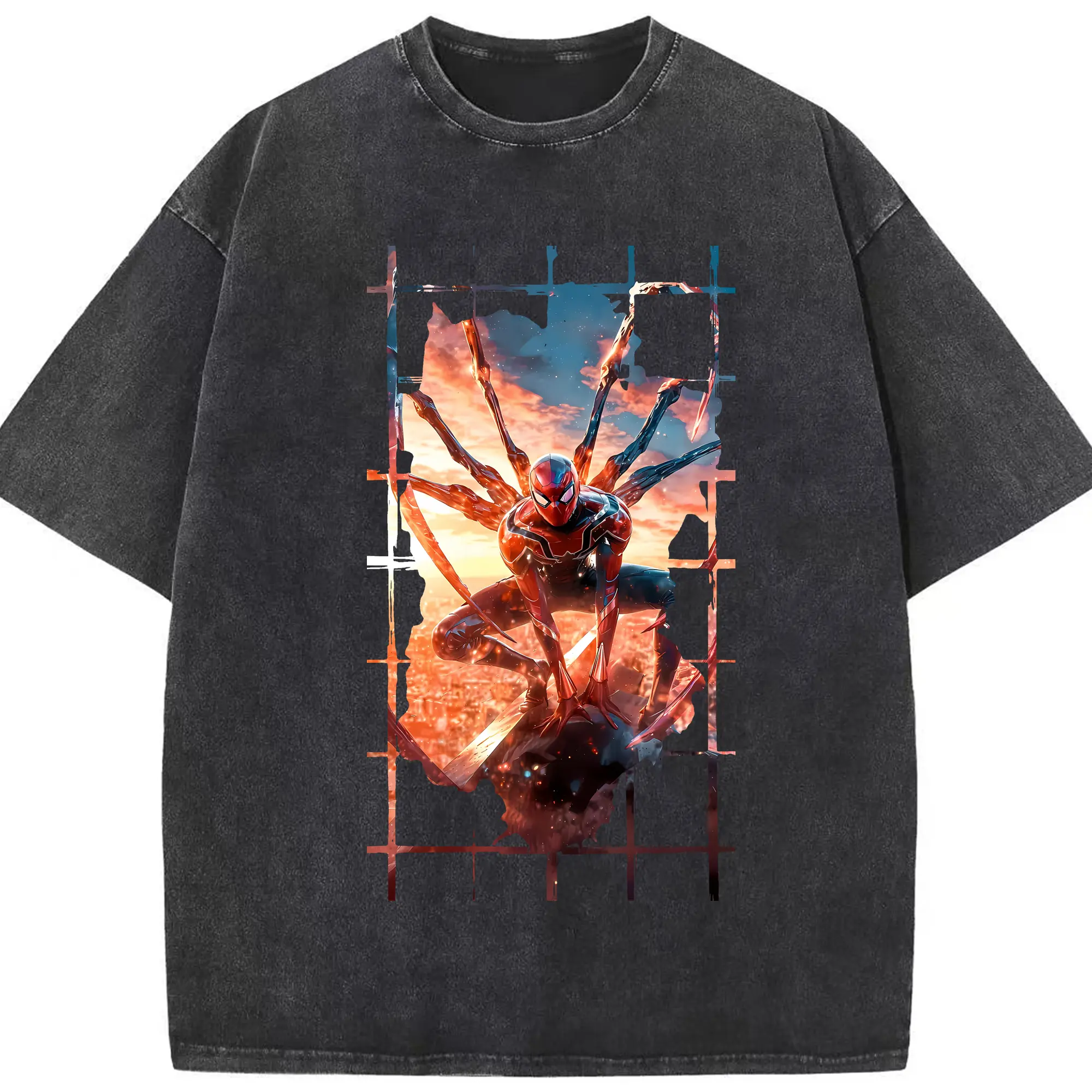 アベンジャーズ (Avenjāzu) グッズ スパイダーマン（Spider-Man） - 綿100％ ヴィンテージ風 半袖Tシャツ ・ フロントプリント ・ 柔らか肌触り ・ 通気性 快適 ・ スポーツ カジュアル 外出用
