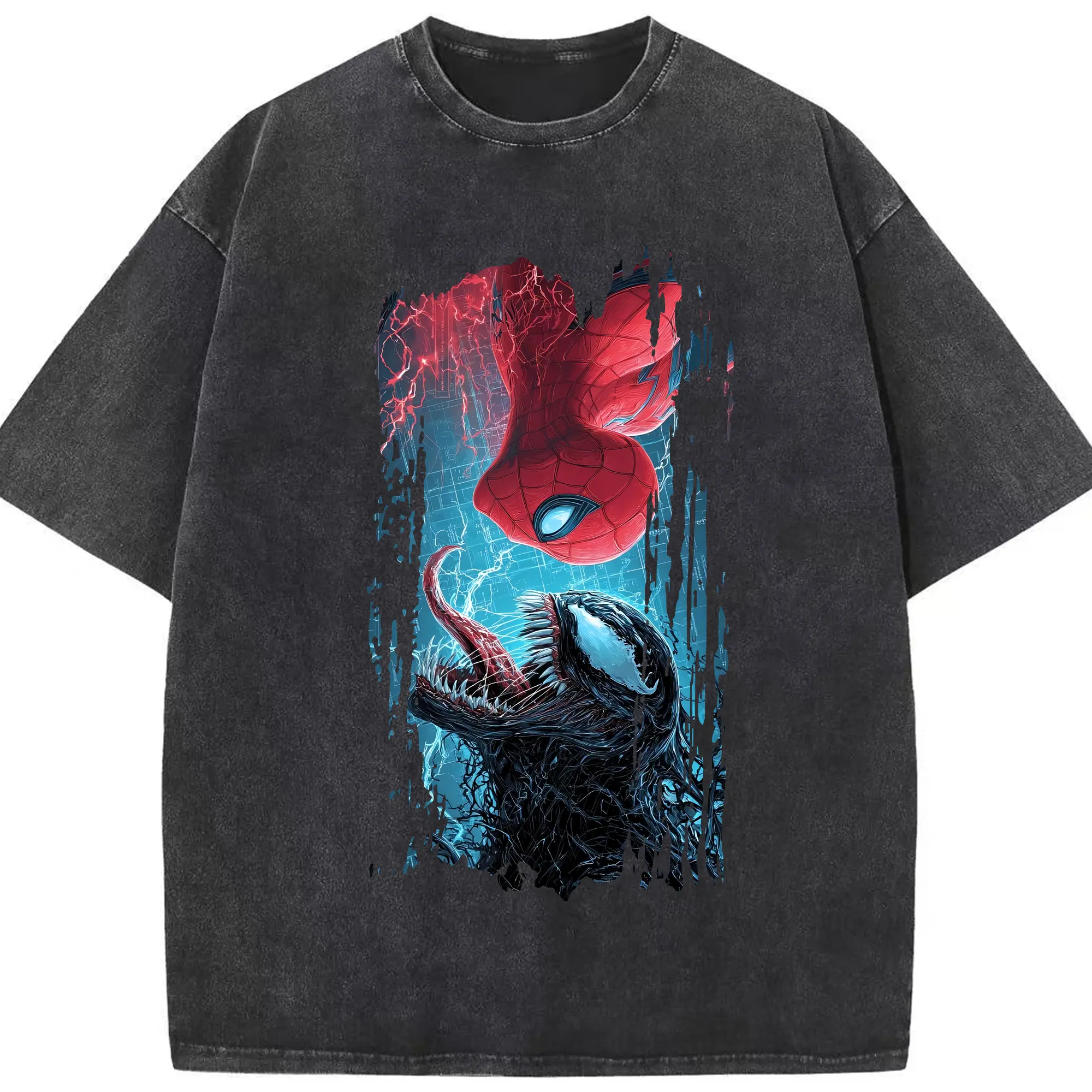 アベンジャーズ (Avenjāzu) グッズ スパイダーマン（Spider-Man） - 綿100％ ヴィンテージ風 半袖Tシャツ ・ フロントプリント ・ 柔らか肌触り ・ 通気性 快適 ・ スポーツ カジュアル 外出用