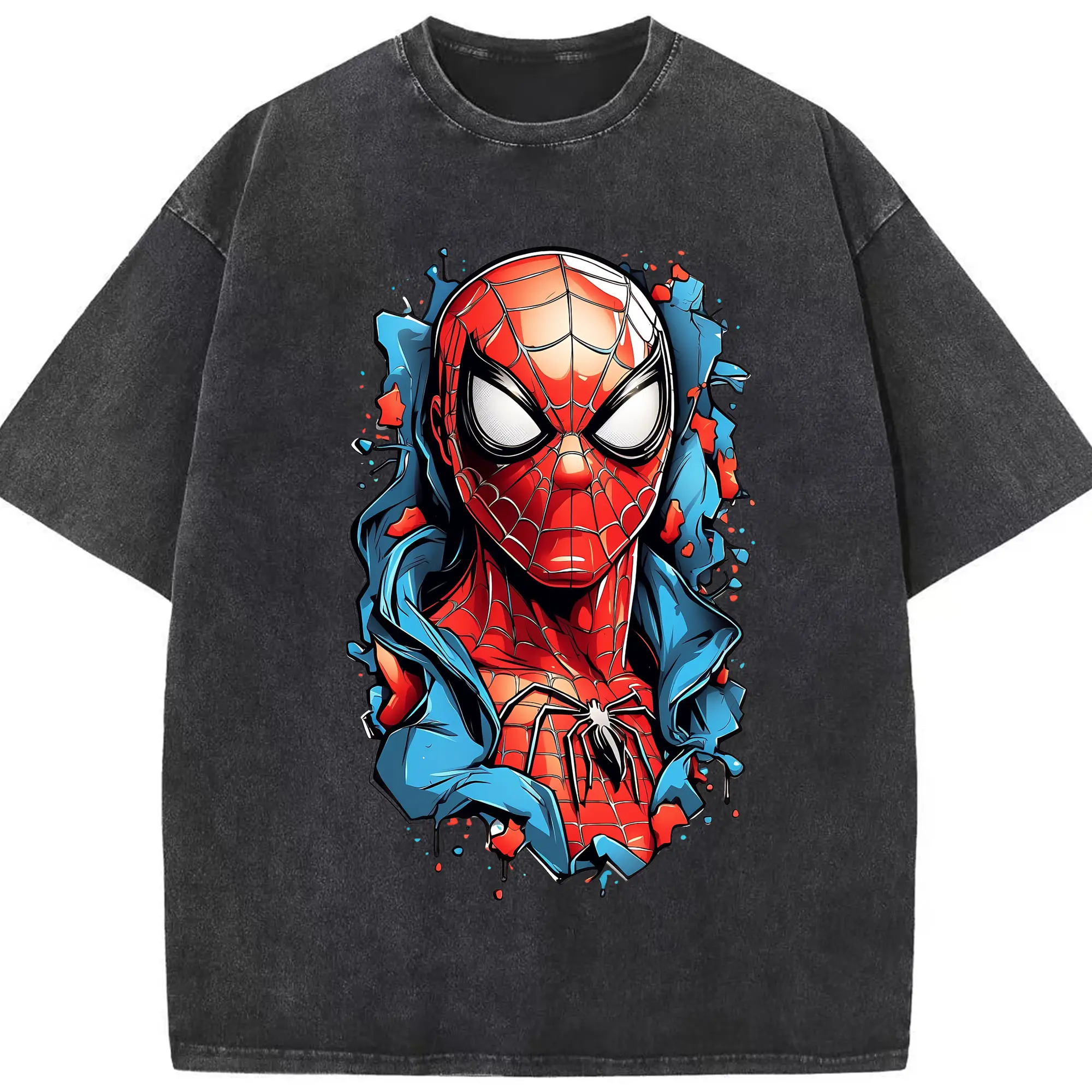 アベンジャーズ (Avenjāzu) グッズ スパイダーマン（Spider-Man） - 綿100％ ヴィンテージ風 半袖Tシャツ ・ フロントプリント ・ 柔らか肌触り ・ 通気性 快適 ・ スポーツ カジュアル 外出用
