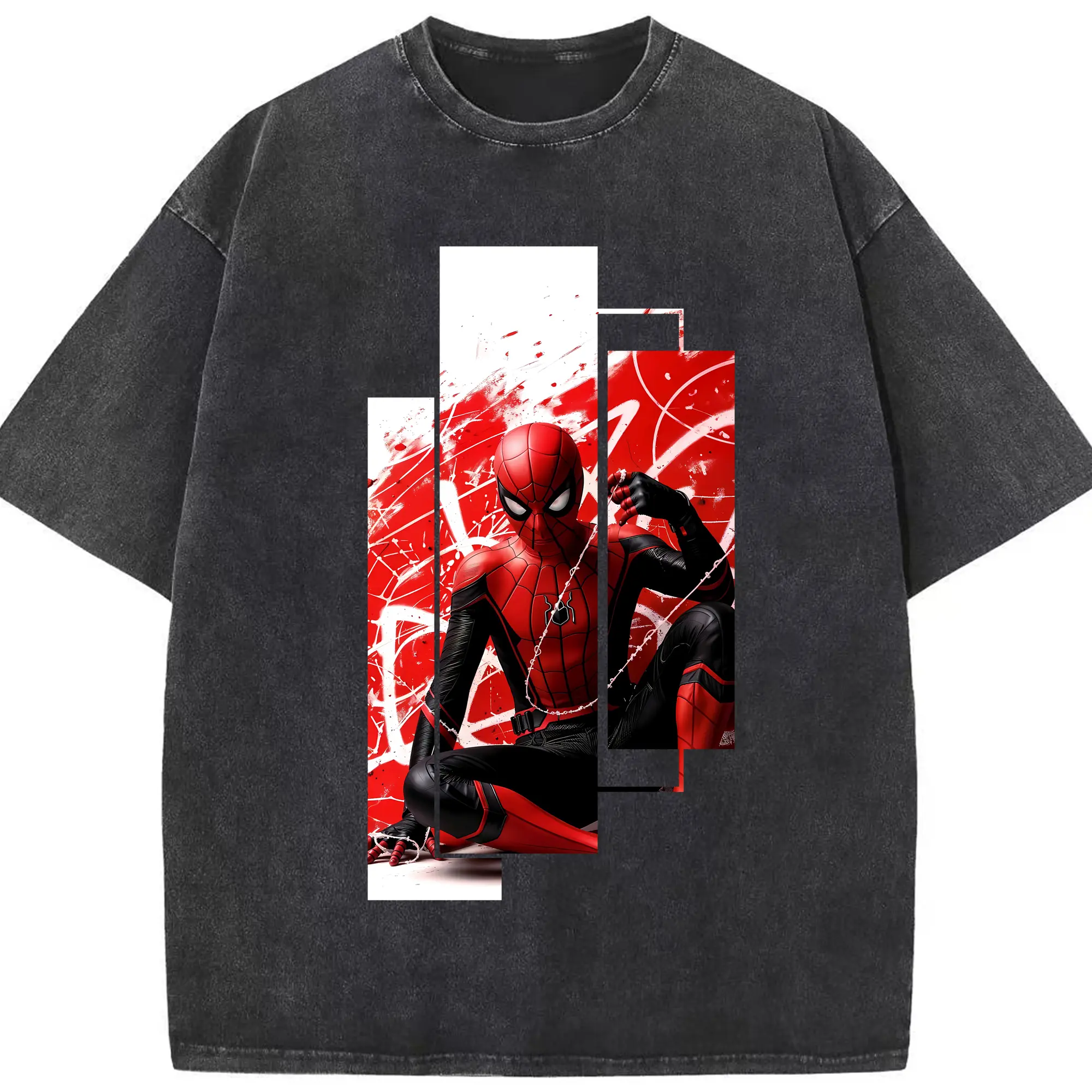 アベンジャーズ (Avenjāzu) グッズ スパイダーマン（Spider-Man） - 綿100％ ヴィンテージ風 半袖Tシャツ ・ フロントプリント ・ 柔らか肌触り ・ 通気性 快適 ・ スポーツ カジュアル 外出用