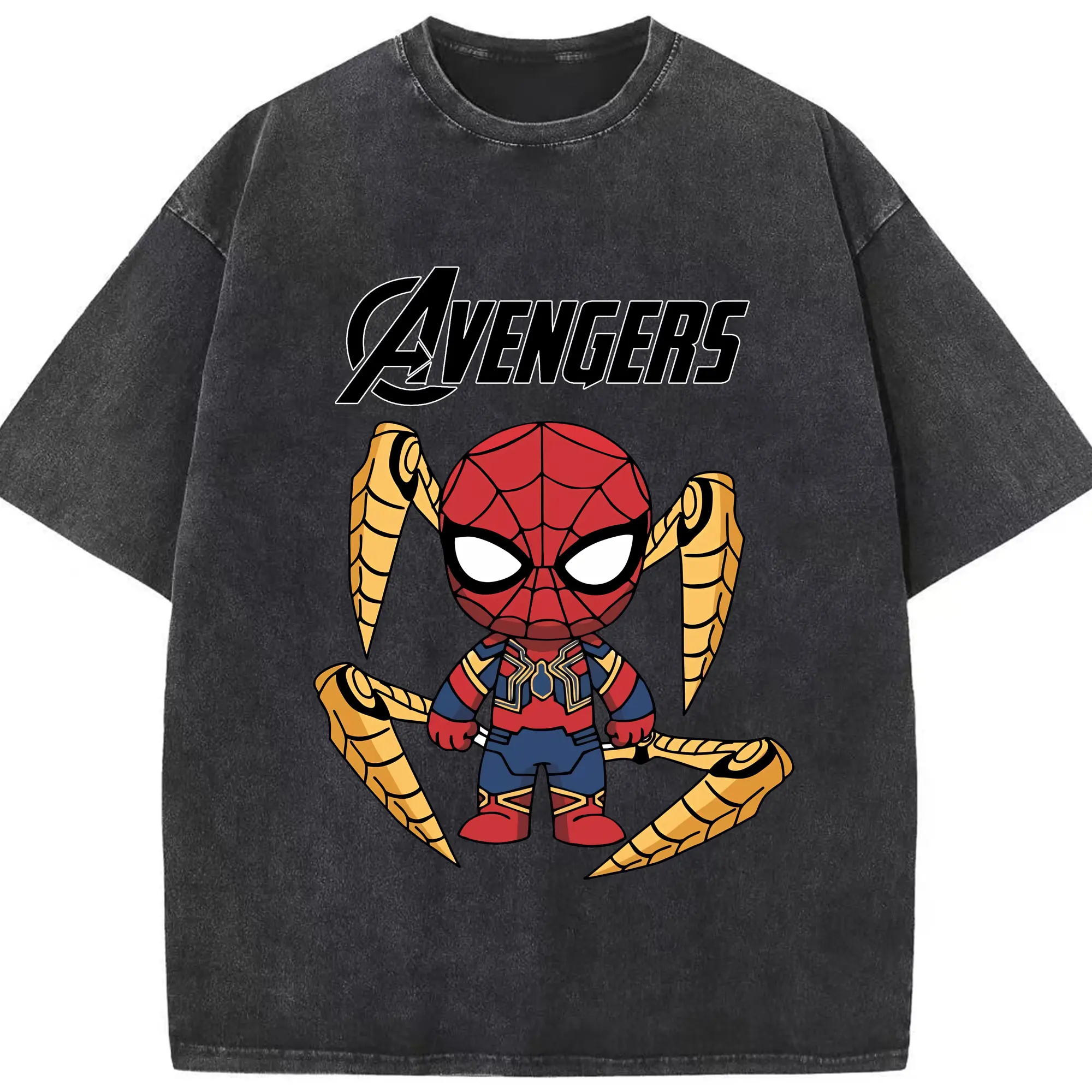 アベンジャーズ (Avenjāzu) グッズ スパイダーマン（Spider-Man） - 綿100％ ヴィンテージ風 半袖Tシャツ ・ フロントプリント ・ 柔らか肌触り ・ 通気性 快適 ・ スポーツ カジュアル 外出用