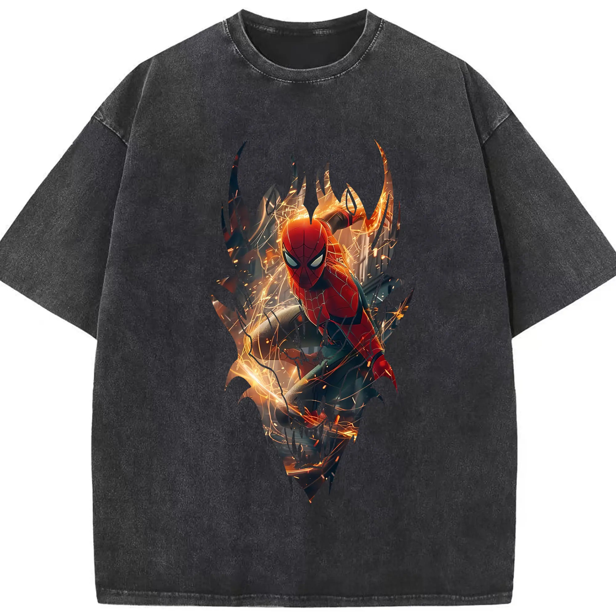 アベンジャーズ (Avenjāzu) グッズ スパイダーマン（Spider-Man） - 綿100％ ヴィンテージ風 半袖Tシャツ ・ フロントプリント ・ 柔らか肌触り ・ 通気性 快適 ・ スポーツ カジュアル 外出用