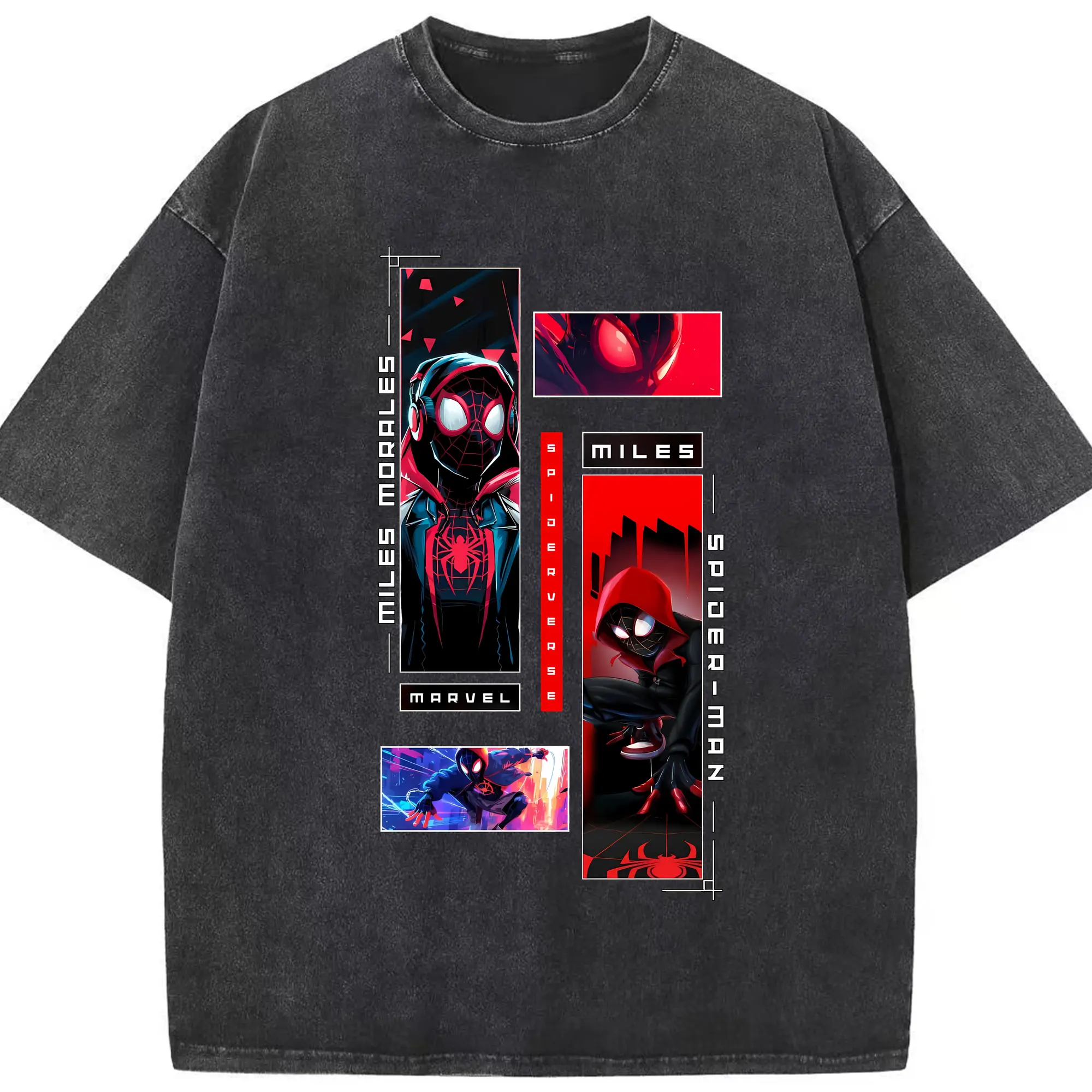 アベンジャーズ (Avenjāzu) グッズ スパイダーマン（Spider-Man） - 綿100％ ヴィンテージ風 半袖Tシャツ ・ フロントプリント ・ 柔らか肌触り ・ 通気性 快適 ・ スポーツ カジュアル 外出用