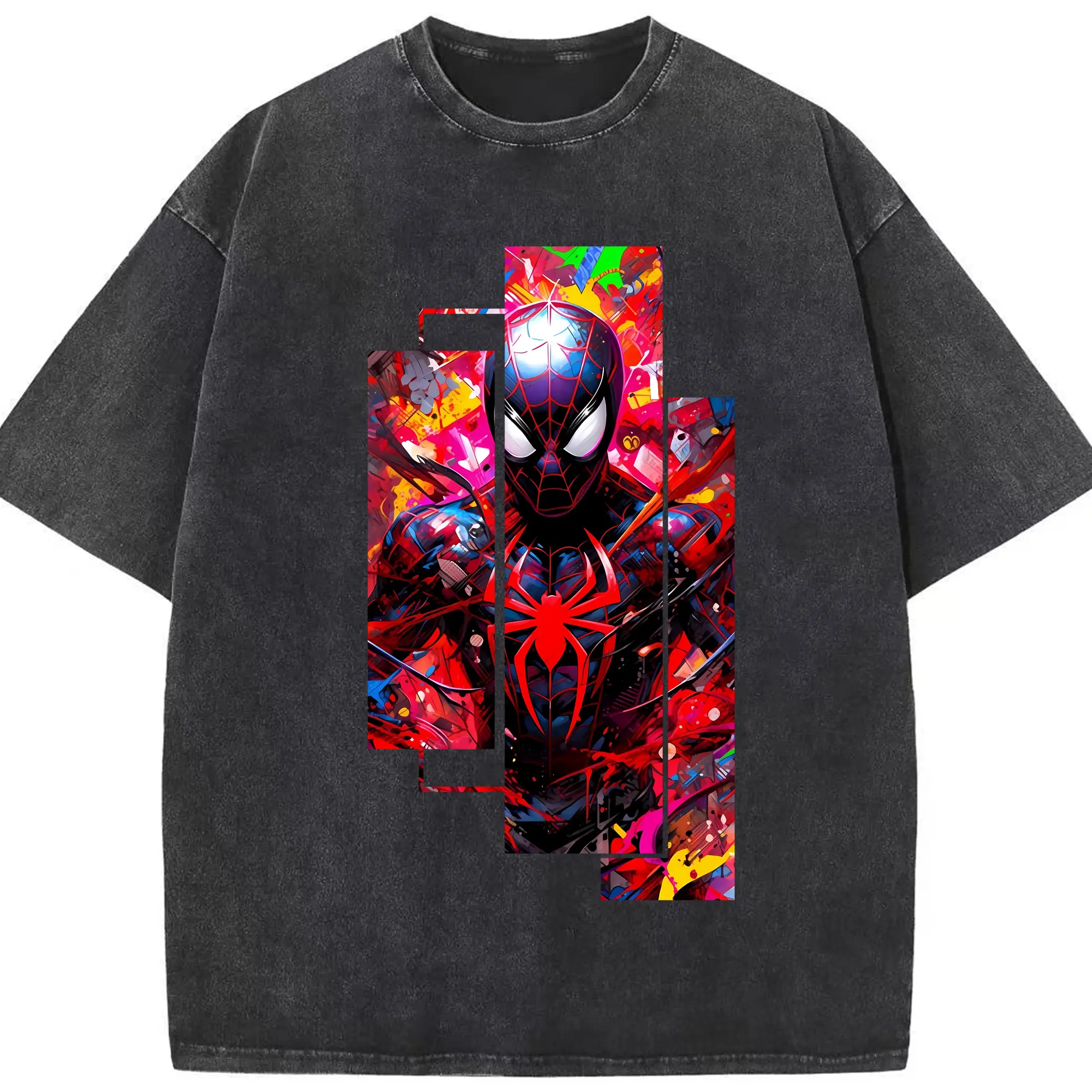 アベンジャーズ (Avenjāzu) グッズ スパイダーマン（Spider-Man） - 綿100％ ヴィンテージ風 半袖Tシャツ ・ フロントプリント ・ 柔らか肌触り ・ 通気性 快適 ・ スポーツ カジュアル 外出用