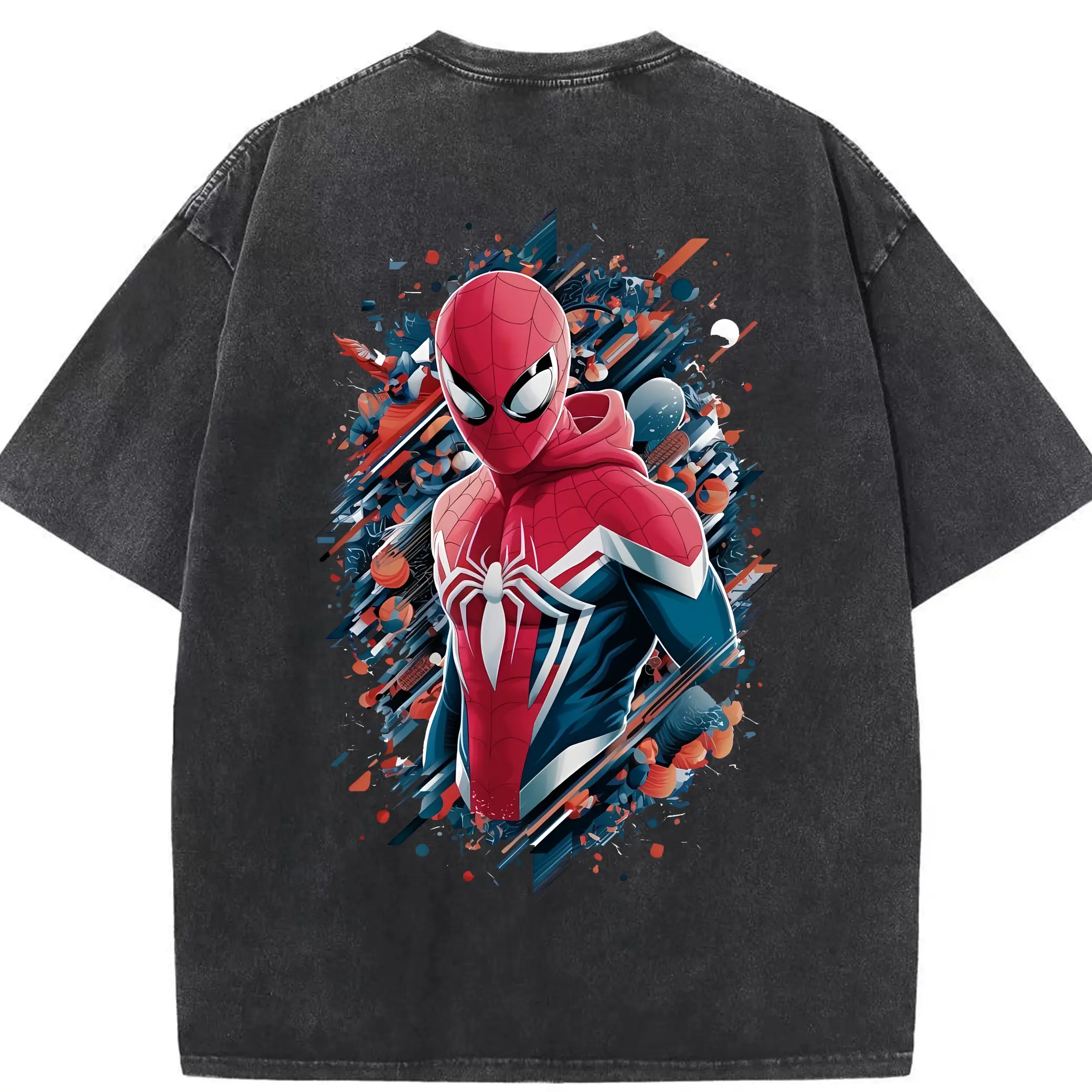 アベンジャーズ (Avenjāzu) グッズ スパイダーマン（Spider-Man） - 綿100％ ヴィンテージ風 半袖Tシャツ ・ 背面プリント ・ 柔らか肌触り ・ 通気性 快適 ・ スポーツ カジュアル 外出用