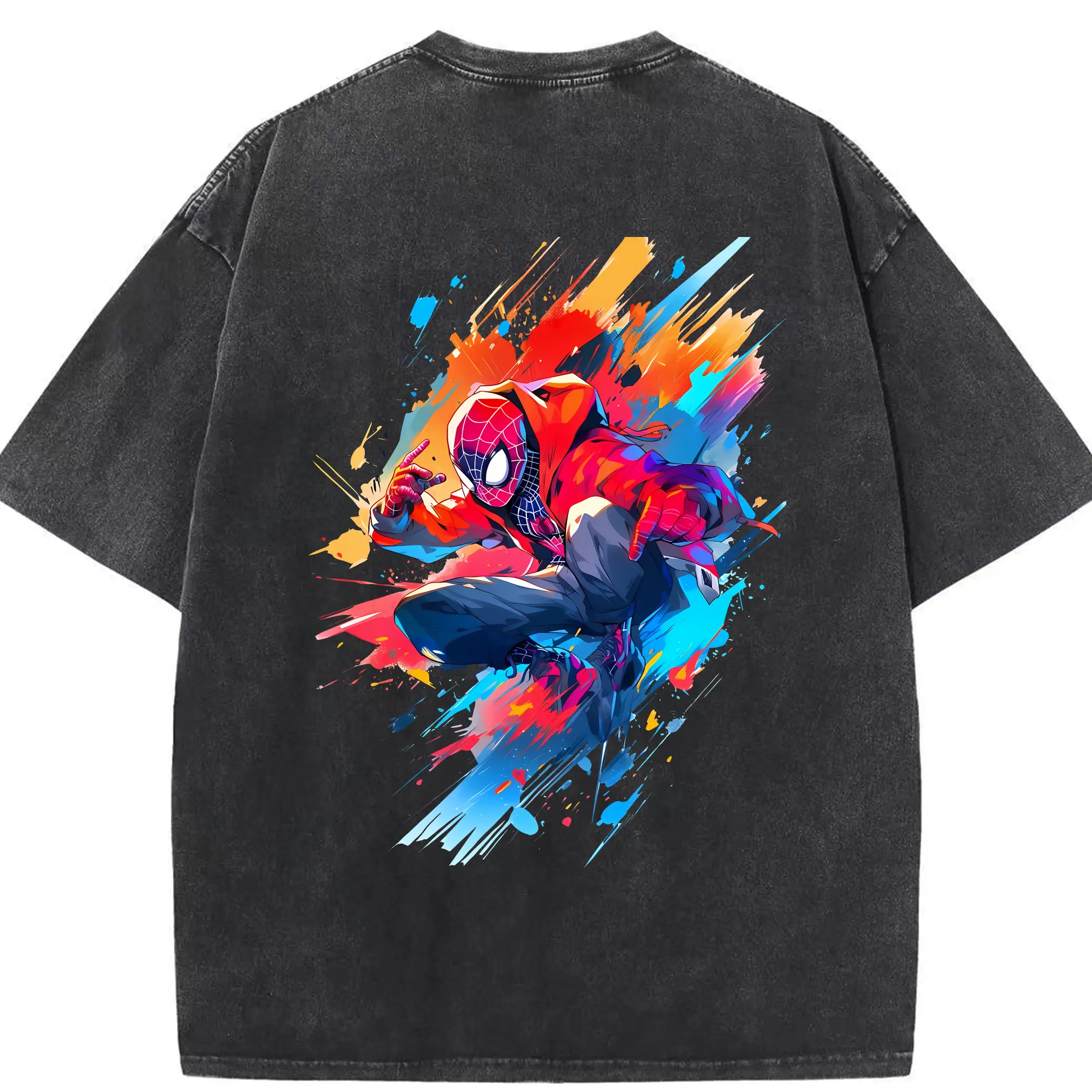 アベンジャーズ (Avenjāzu) グッズ スパイダーマン（Spider-Man） - 綿100％ ヴィンテージ風 半袖Tシャツ ・ 背面プリント ・ 柔らか肌触り ・ 通気性 快適 ・ スポーツ カジュアル 外出用