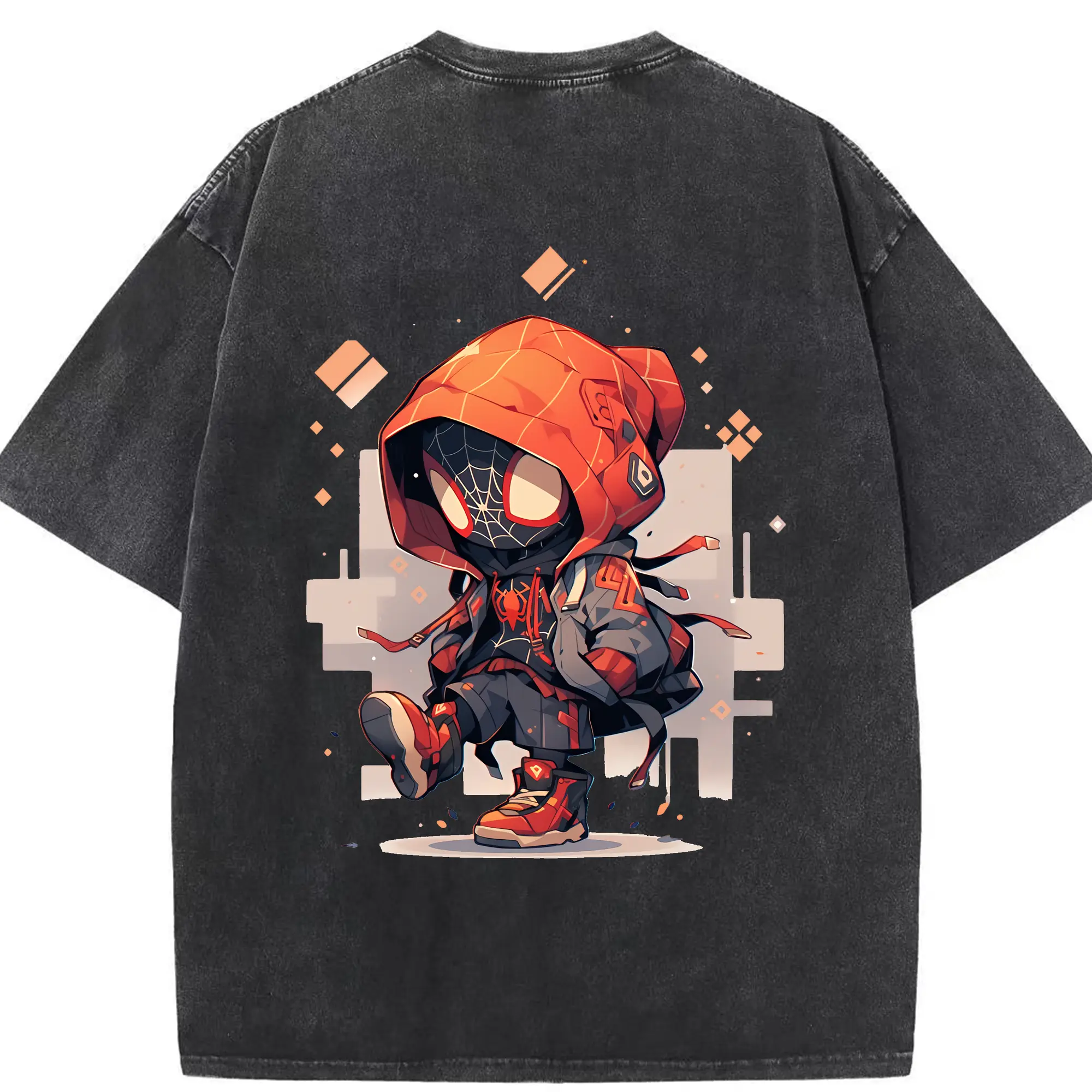 アベンジャーズ (Avenjāzu) グッズ スパイダーマン（Spider-Man） - 綿100％ ヴィンテージ風 半袖Tシャツ ・ 背面プリント ・ 柔らか肌触り ・ 通気性 快適 ・ スポーツ カジュアル 外出用