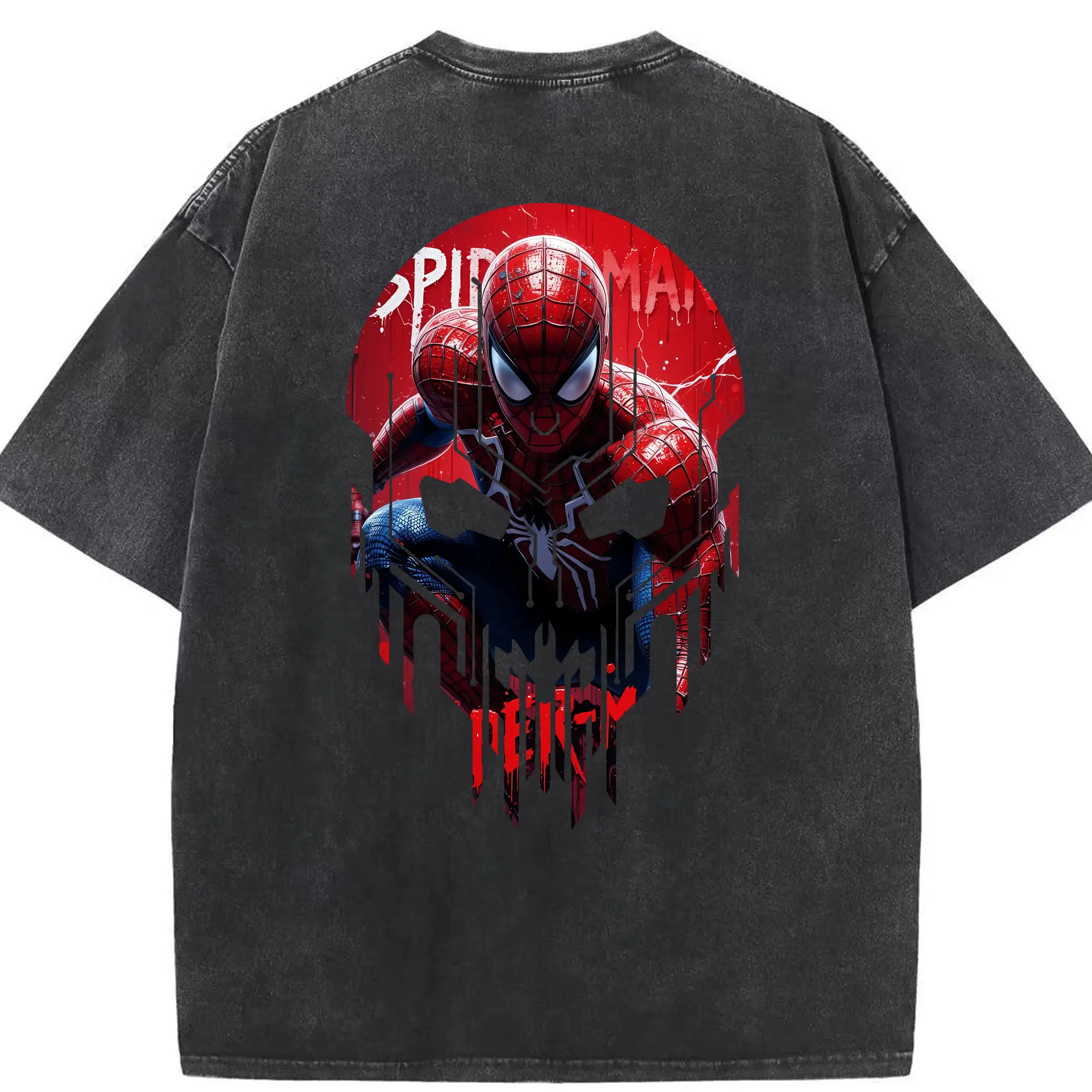 アベンジャーズ (Avenjāzu) グッズ スパイダーマン（Spider-Man） - 綿100％ ヴィンテージ風 半袖Tシャツ ・ 背面プリント ・ 柔らか肌触り ・ 通気性 快適 ・ スポーツ カジュアル 外出用