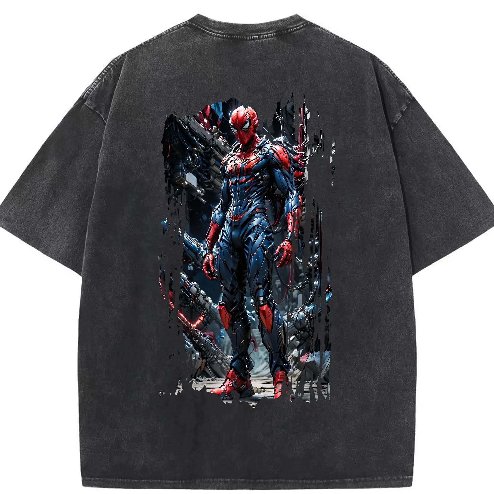 アベンジャーズ (Avenjāzu) グッズ スパイダーマン（Spider-Man） - 綿100％ ヴィンテージ風 半袖Tシャツ ・ 背面プリント ・ 柔らか肌触り ・ 通気性 快適 ・ スポーツ カジュアル 外出用