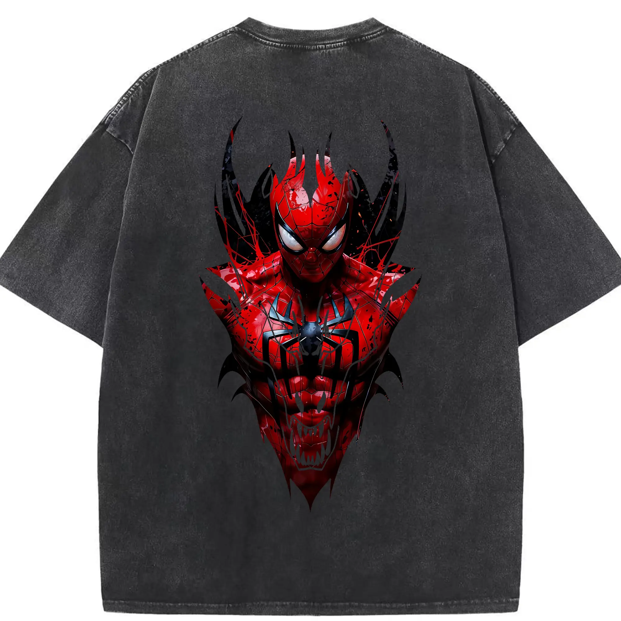 アベンジャーズ (Avenjāzu) グッズ スパイダーマン（Spider-Man） - 綿100％ ヴィンテージ風 半袖Tシャツ ・ 背面プリント ・ 柔らか肌触り ・ 通気性 快適 ・ スポーツ カジュアル 外出用
