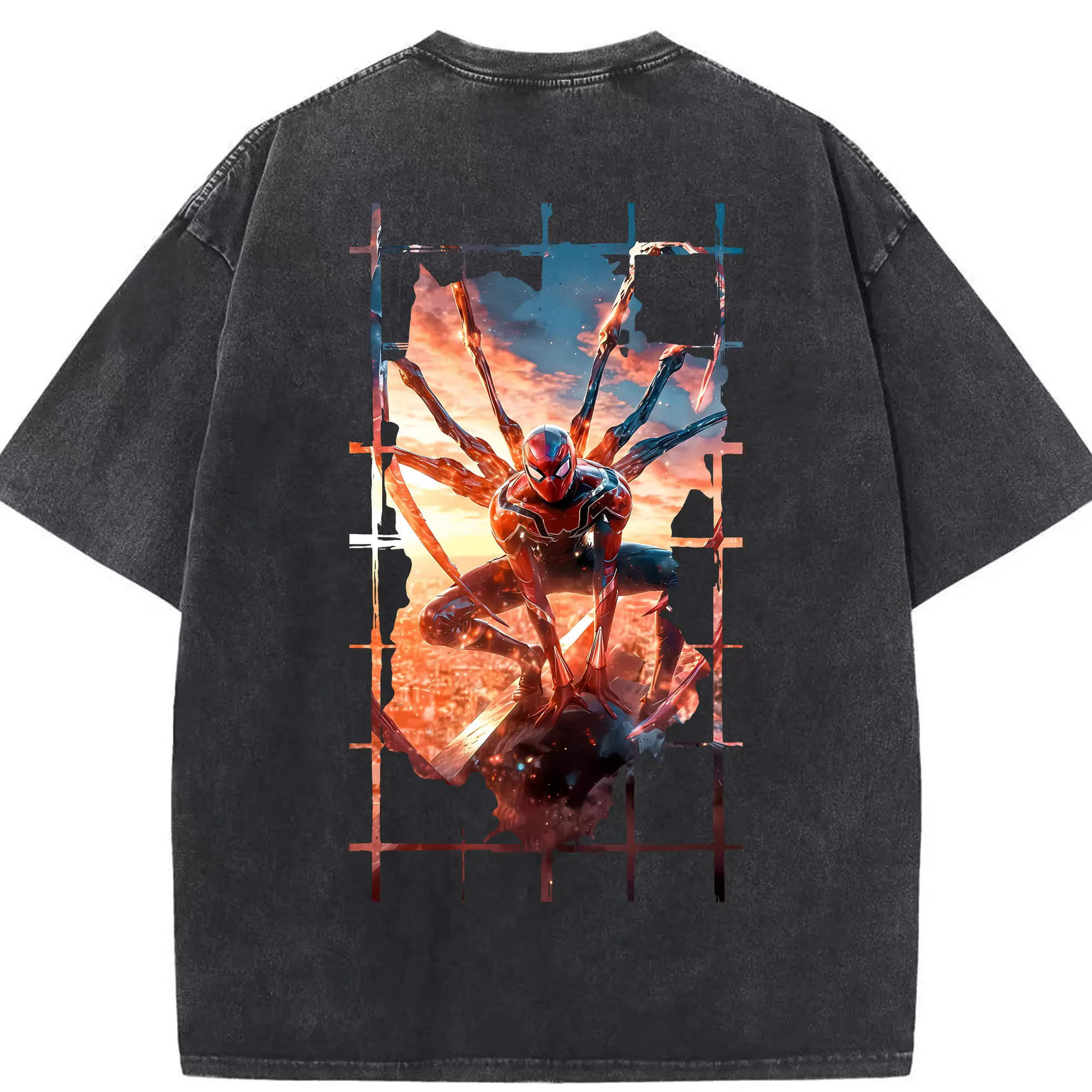 アベンジャーズ (Avenjāzu) グッズ スパイダーマン（Spider-Man） - 綿100％ ヴィンテージ風 半袖Tシャツ ・ 背面プリント ・ 柔らか肌触り ・ 通気性 快適 ・ スポーツ カジュアル 外出用